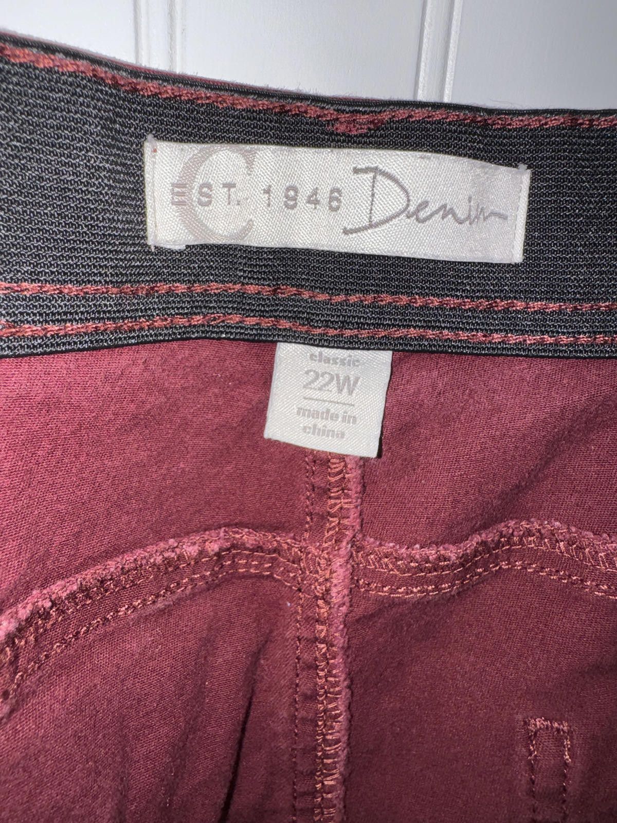 Other C Est 1946 Women's 22W Burgundy Stretch Comfort Waist Jeans Size 42" / US 20 - 3 Thumbnail