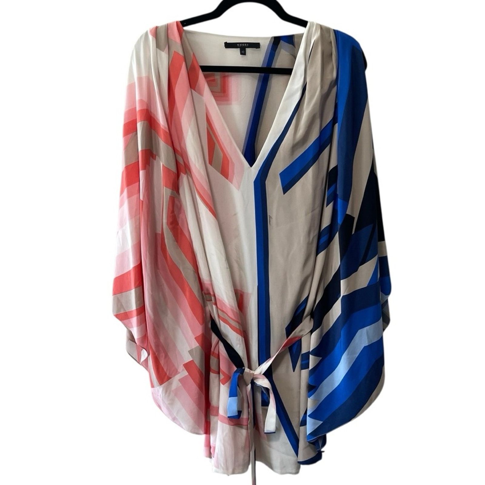 Gucci Gucci Silk V Neck Hip Length Kaftan Multicolor Size 42/6 US Size M / US 6-8 / IT 42-44 - 1 Thumbnail