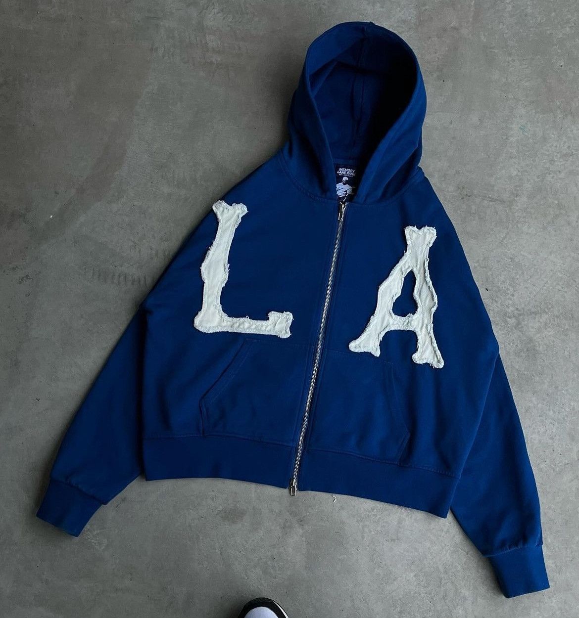 MemoryLanePark New York Zip-Up Hoodie, Large, Dodgers Blue