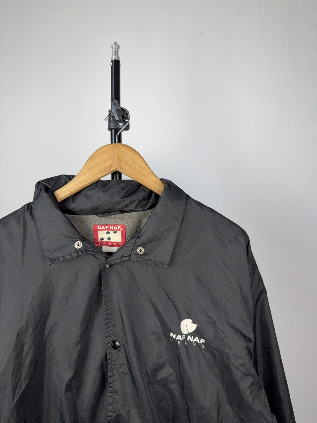 Issey Miyake × Japanese Brand × Vintage Vintage 90s NAF NAF Jeans Black Windbreaker Jacket Logo Size US L / EU 52-54 / 3 - 3 Thumbnail