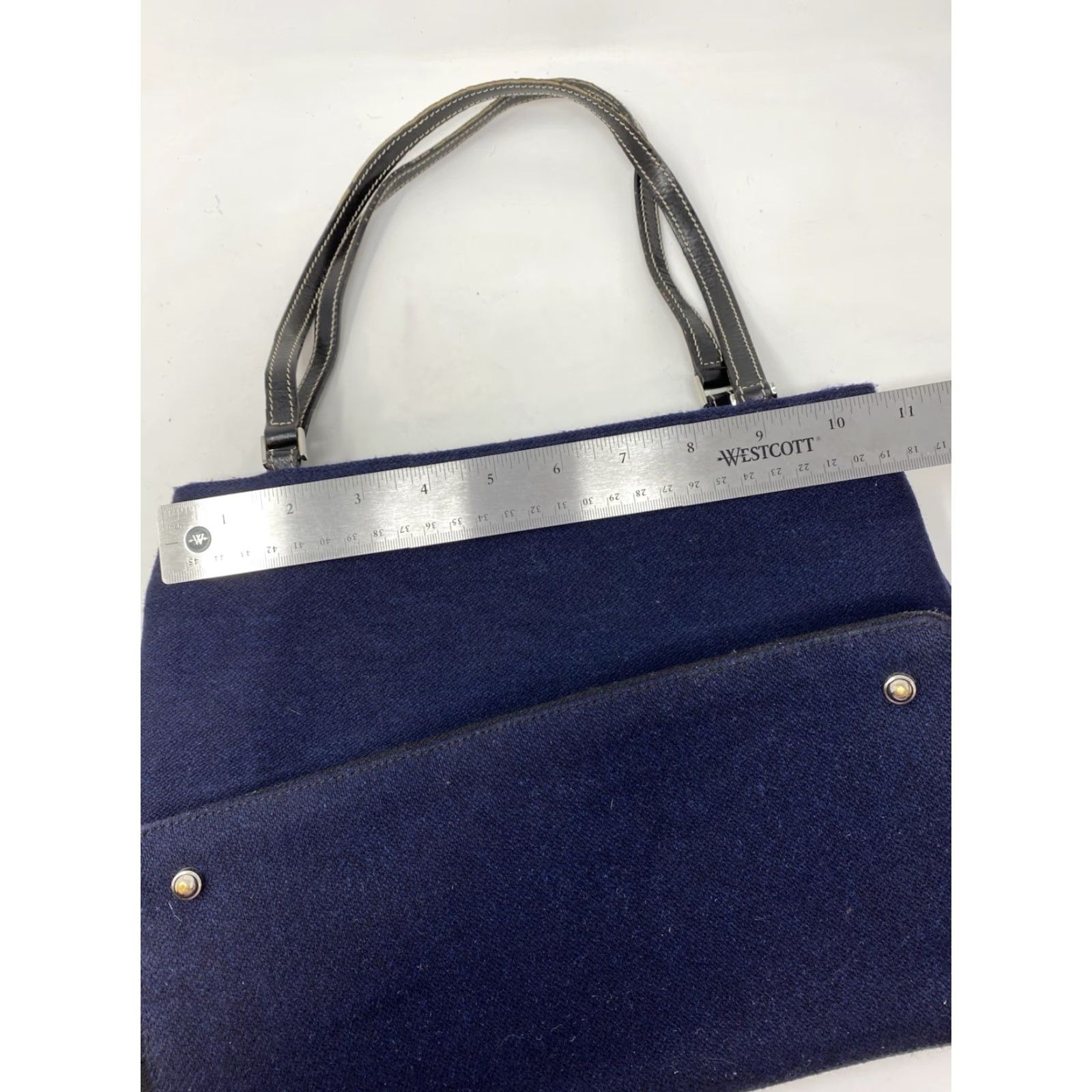 Vintage VINTAGE Kate Spade Handbag Wool Leather Blue Tote Bag Purse Made in Italy Y2K Size ONE SIZE - 4 Thumbnail