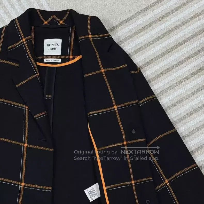 Hermes Hermes Plaid Medium-length Wool Coat Size XS / US 0-2 / IT 36-38 - 3 Thumbnail