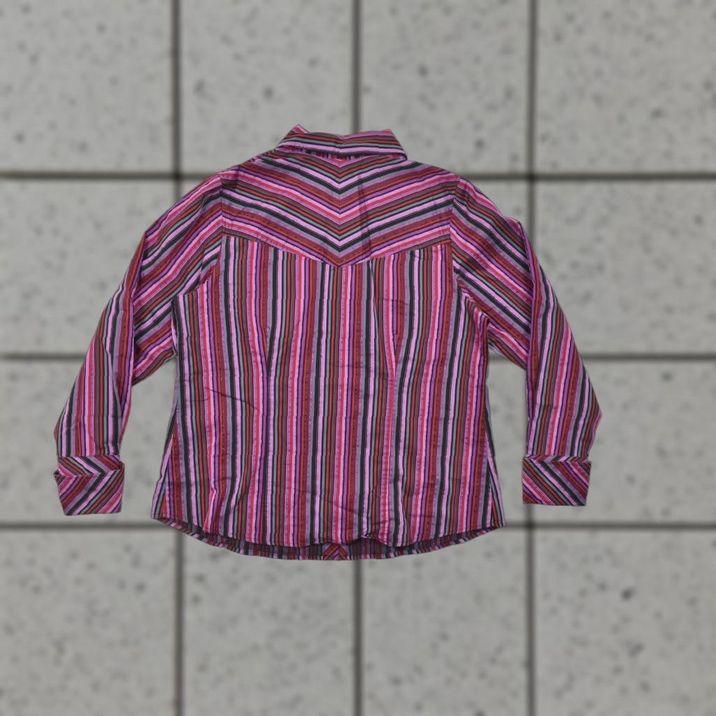 Vintage Lane Bryant Women 14/16 Purple Red Striped Button Down Long Sleeve Shirt Size XL / US 12-14 / IT 48-50 - 1 Thumbnail