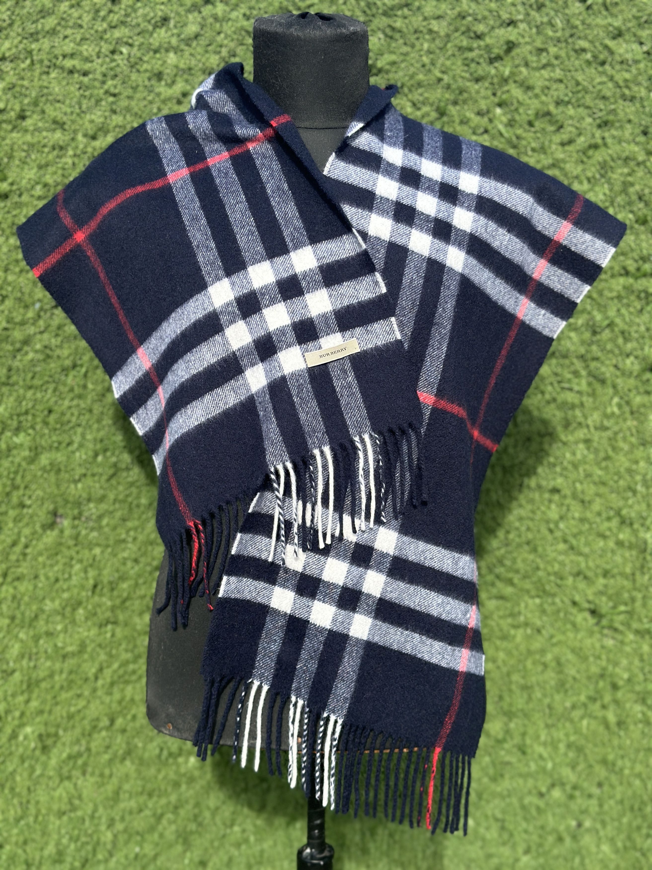 Burberry Burberry 100% Cashmere Check Scarf Fringe Classic 180x30 Cm Size ONE SIZE - 1 Thumbnail