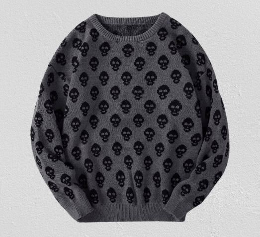 Japanese Brand Streetwear All Over Skull Jacquard Knitted Sweatshirt Size US L / EU 52-54 / 3 - 1 Thumbnail
