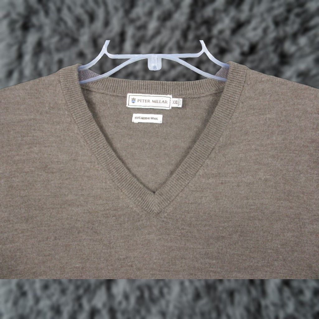 Peter Millar Peter Millar Crown Sweater Vest XXL Brown Merino Wool Golf Vest Mens Big & Tall 90s Preppy Designer Wool Knit V-Neck Sleeveless Cable-Knit Size US XXL / EU 58 / 5 - 1 Thumbnail
