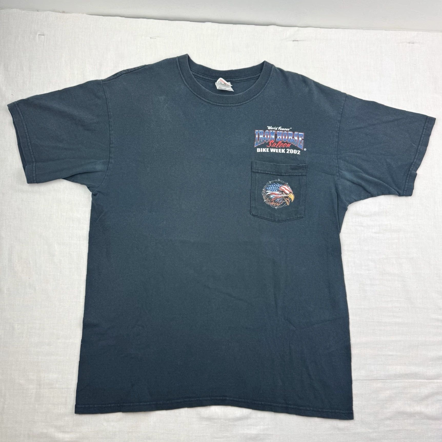 Anvil VINTAGE Iron Horse Bike Week T-Shirt Adult Large 2002 Eagle Biker Saloon USA Y2K Mens L Black Graphic Print 90s 2000s Size US L / EU 52-54 / 3 - 3 Thumbnail