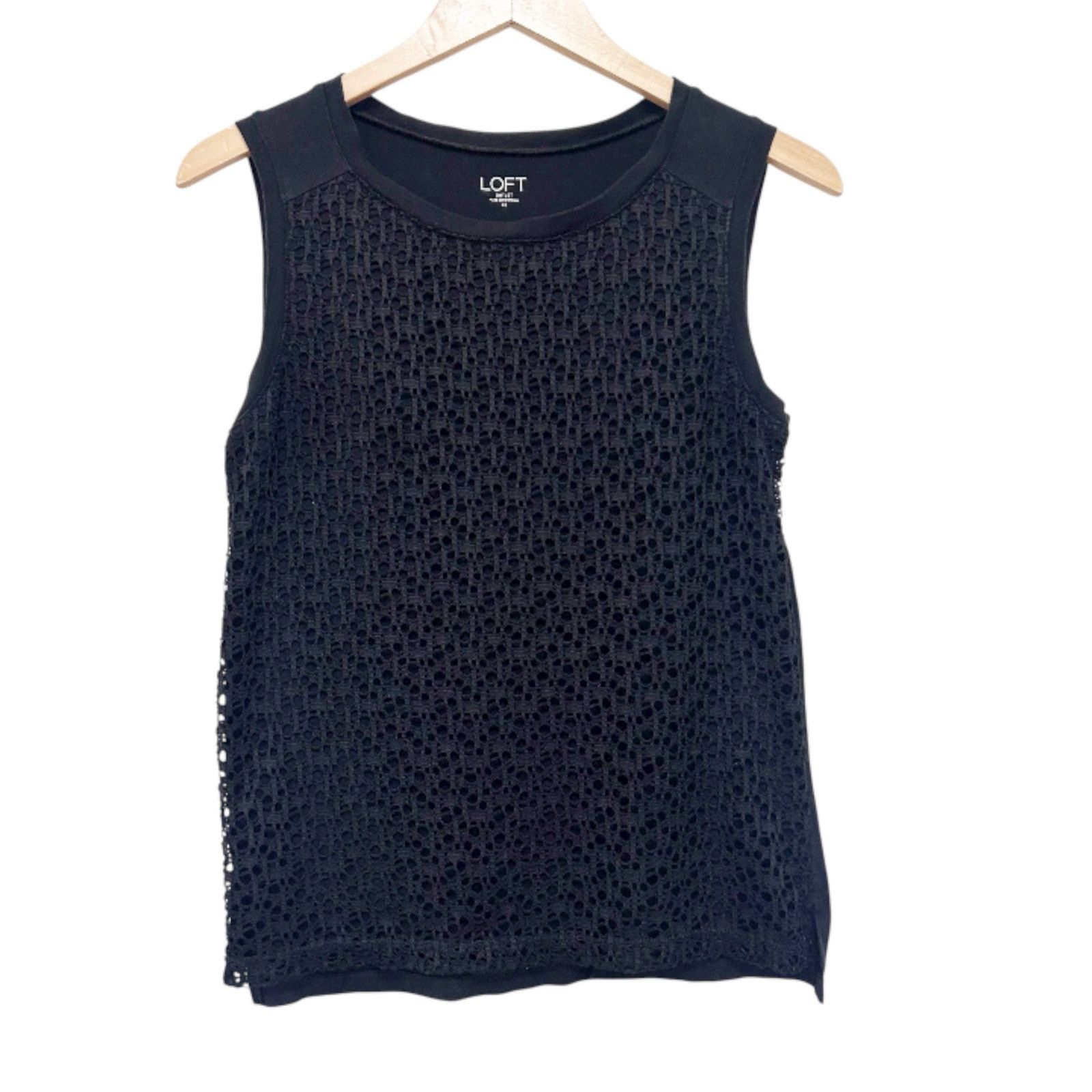 Loft Loft Outlet Black Eyelet Layered Tank Top Sz XS Size XS / US 0-2 / IT 36-38 - 1 Thumbnail
