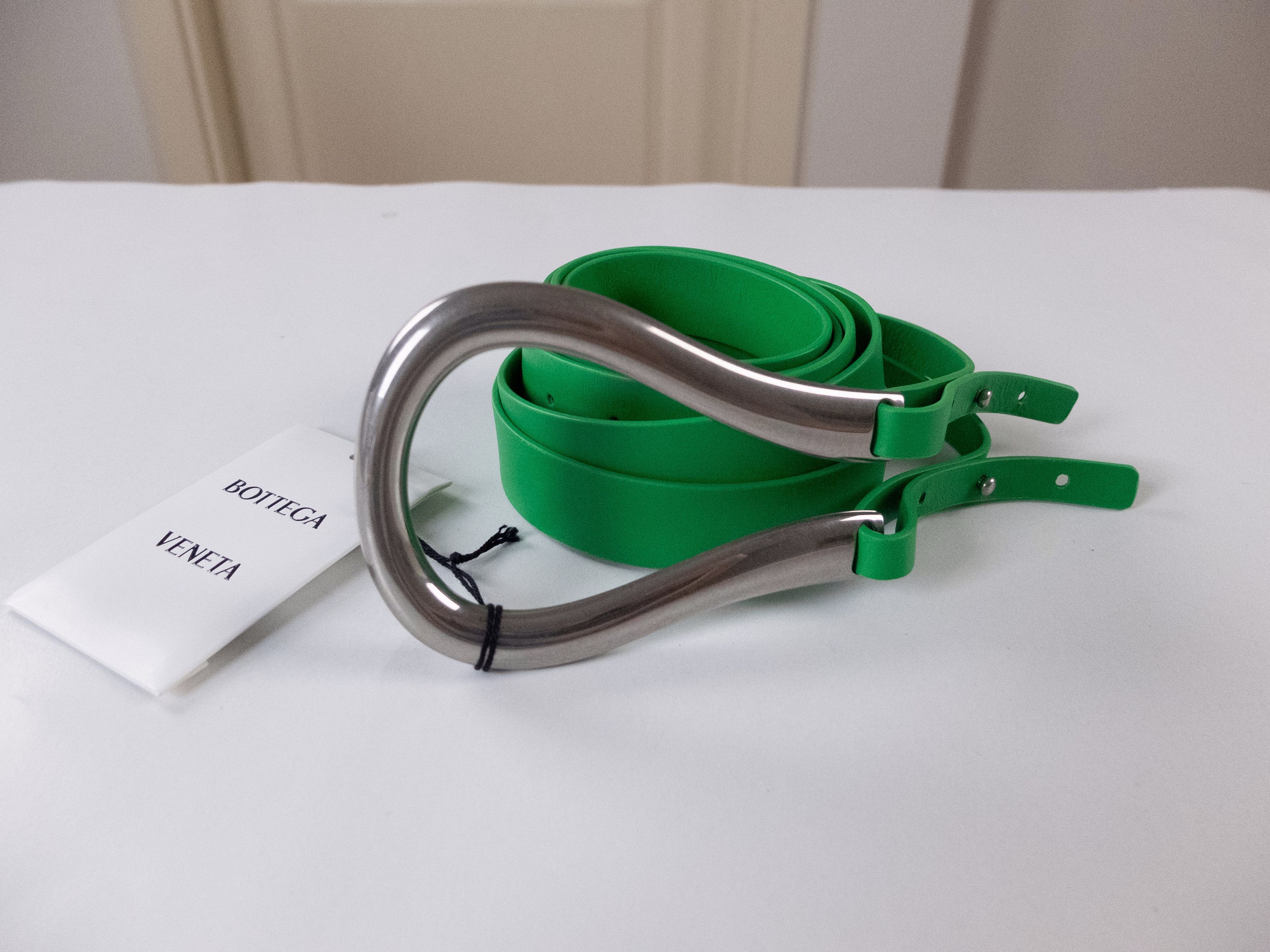 Bottega Veneta BOTTEGA VENETA parakeet green horseshoe buckle belt Medium Size ONE SIZE - 3 Thumbnail