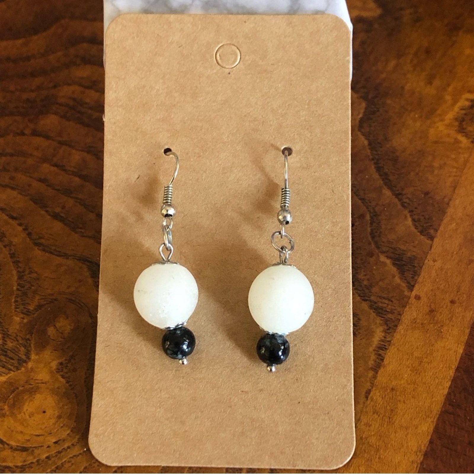 Handmade Hand crafted milky quartz snowflake obsidian earring Size ONE SIZE - 2 Thumbnail