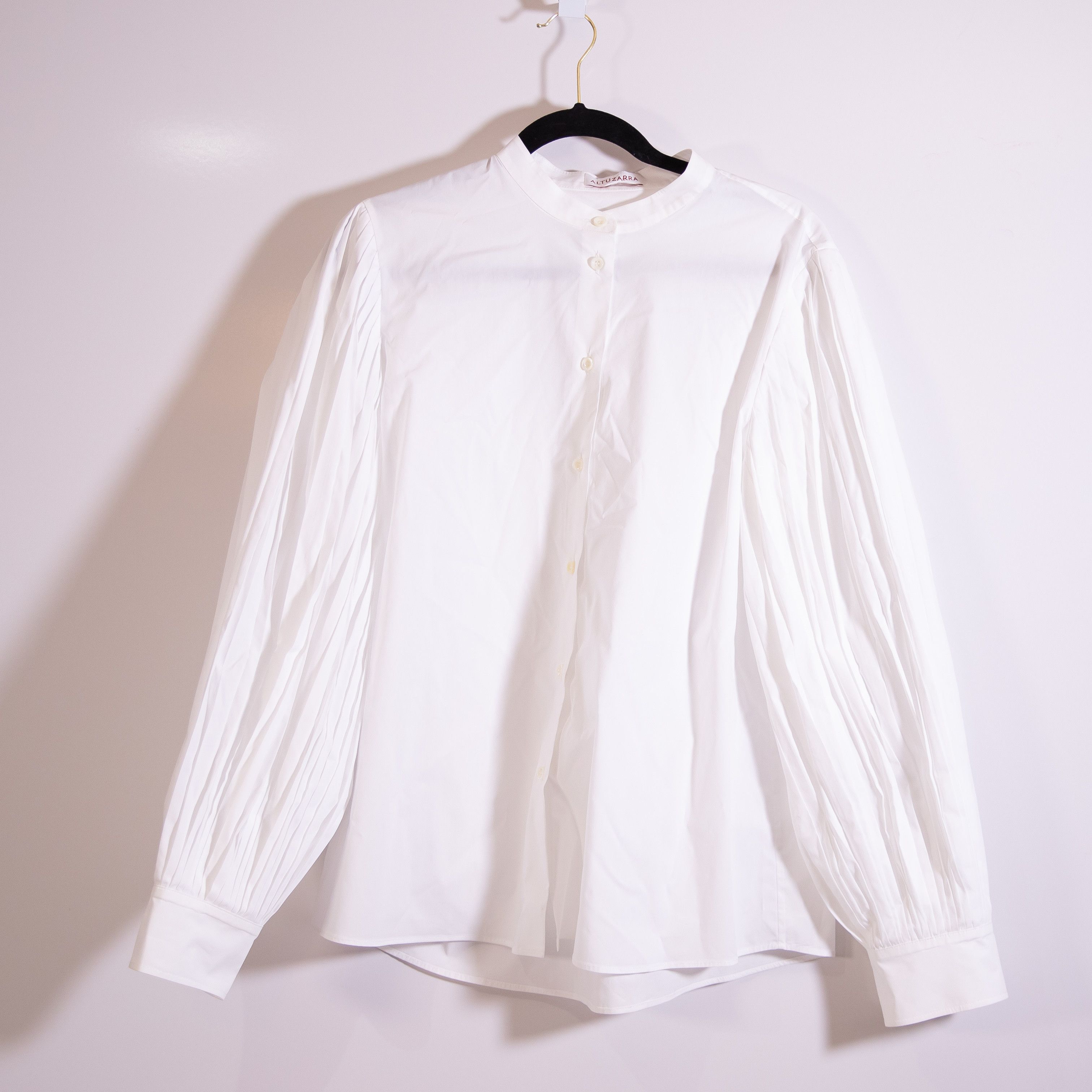 Altuzarra Altuzarra Cotton Poplin Mock Neck Pleated Size L / US 10 / IT 46 - 1 Thumbnail