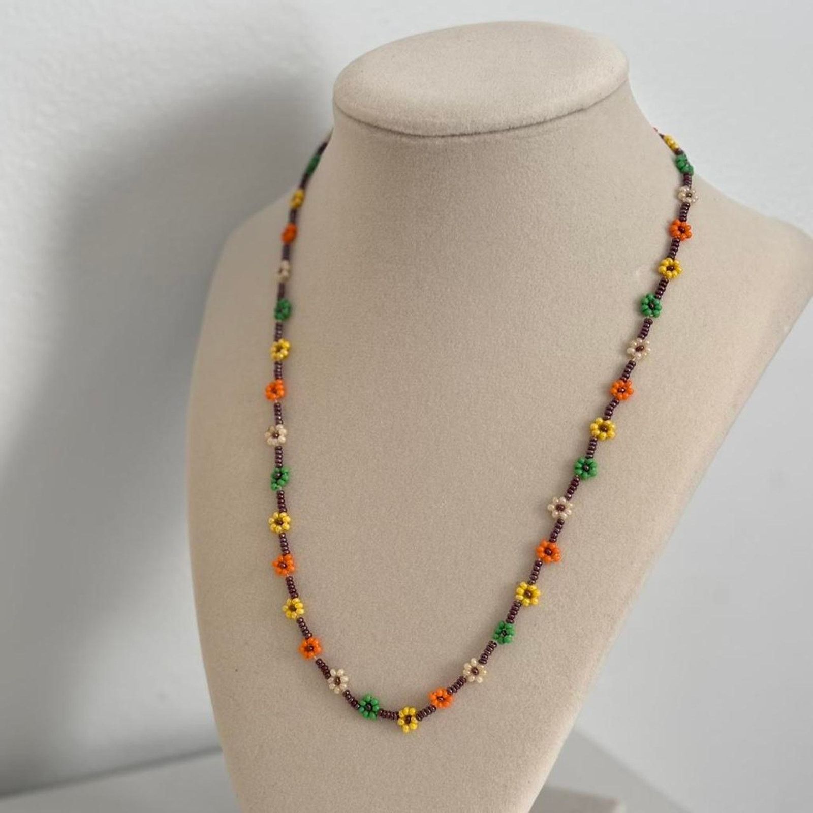 Other Multicoloured Beaded Flower Necklace Handmade Floral Size ONE SIZE - 3 Thumbnail