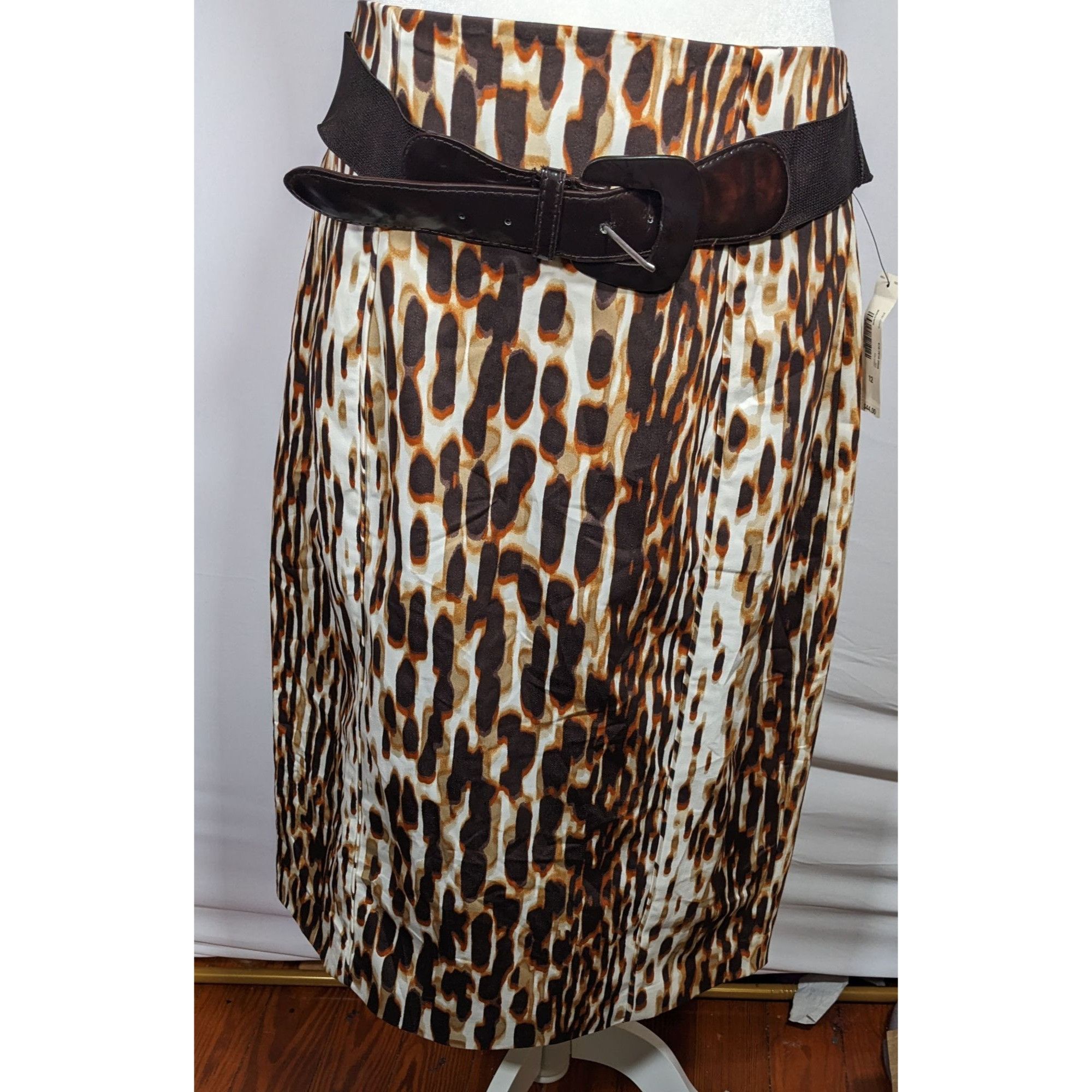 Worthington Worthington Brown Abstract Animal Print Knee Length Skirt Wi Size 34" / US 12 / IT 48 - 3 Thumbnail