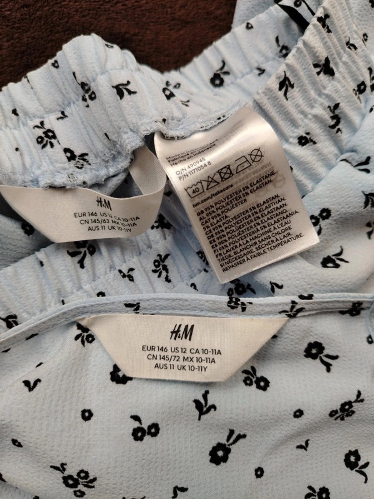 H&M H&M Girls Light Blue Floral Co-ord Set - Size 10-11 Years Size ONE SIZE - 2 Thumbnail