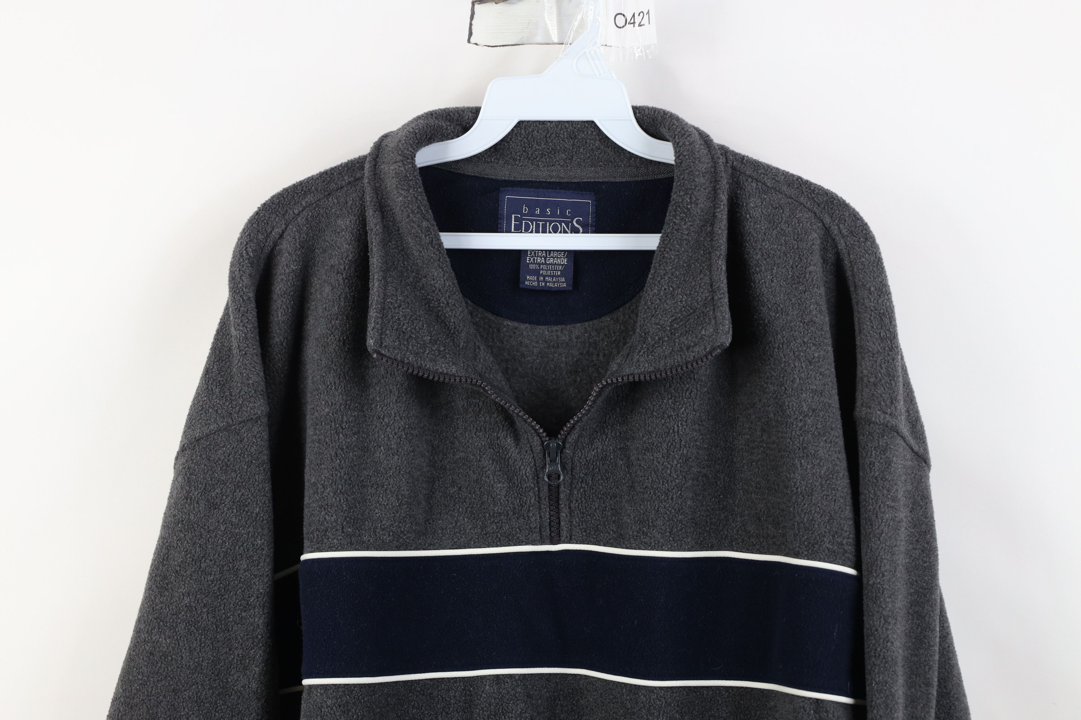 Vintage Vintage 90s Streetwear Block 1/4 Quarter Zip Fleece Sweater Size US XL / EU 56 / 4 - 2 Thumbnail