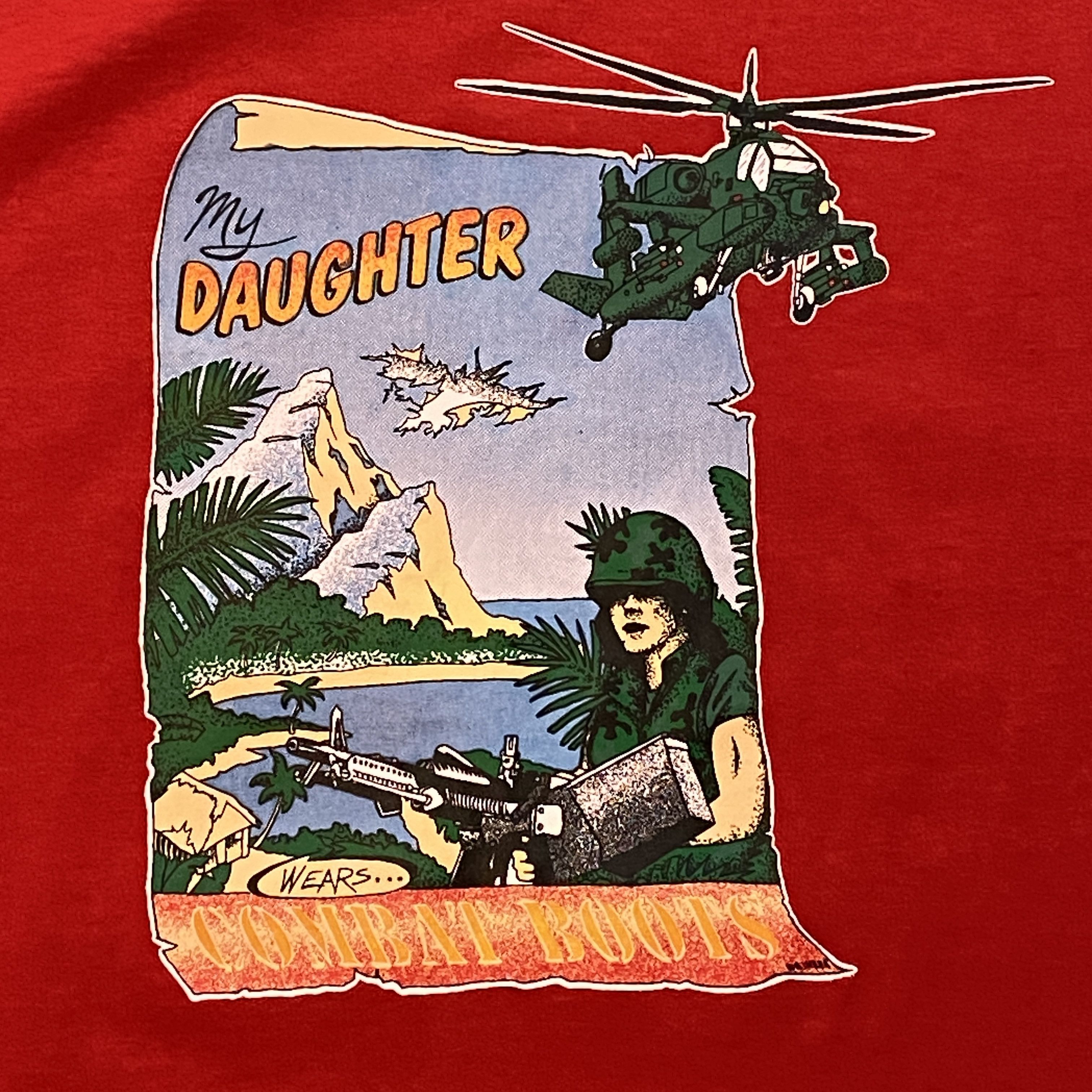 Vintage 80s US ARMY VIETNAM T Shirt MY DAUGHTER WEARS COMBAT BOOTS Size US XXL / EU 58 / 5 - 2 Thumbnail