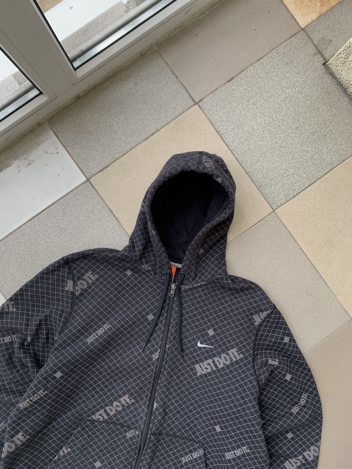 Nike × Vintage Vintage Y2K Nike Just Do It Monogram Zip Hoodie Size US L / EU 52-54 / 3 - 3 Thumbnail