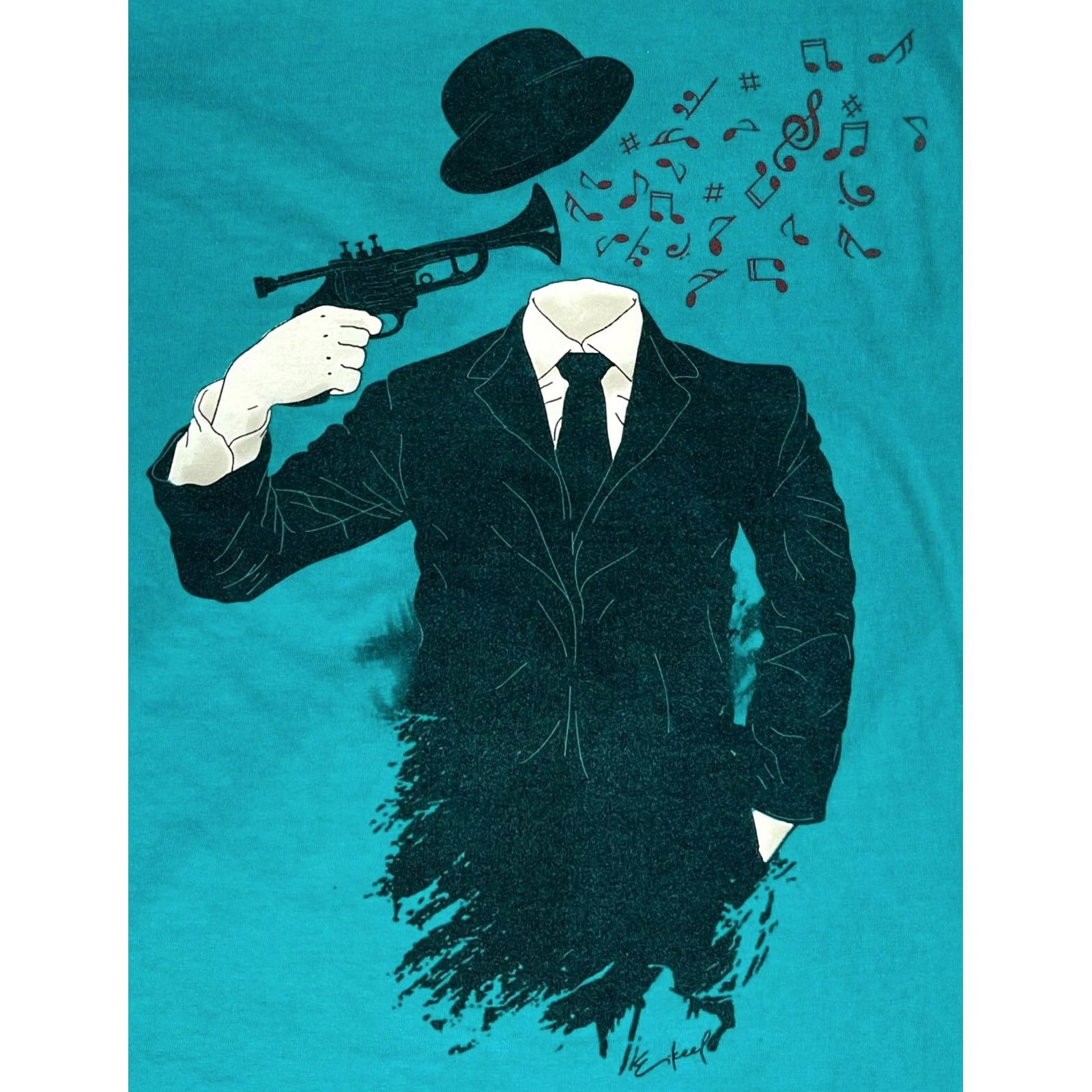 Vintage Eikeel T-Shirt M Unisex Adults Crew Neck Short Sleeve Teal Graphic Print Casual Shirt Size US M / EU 48-50 / 2 - 3 Thumbnail