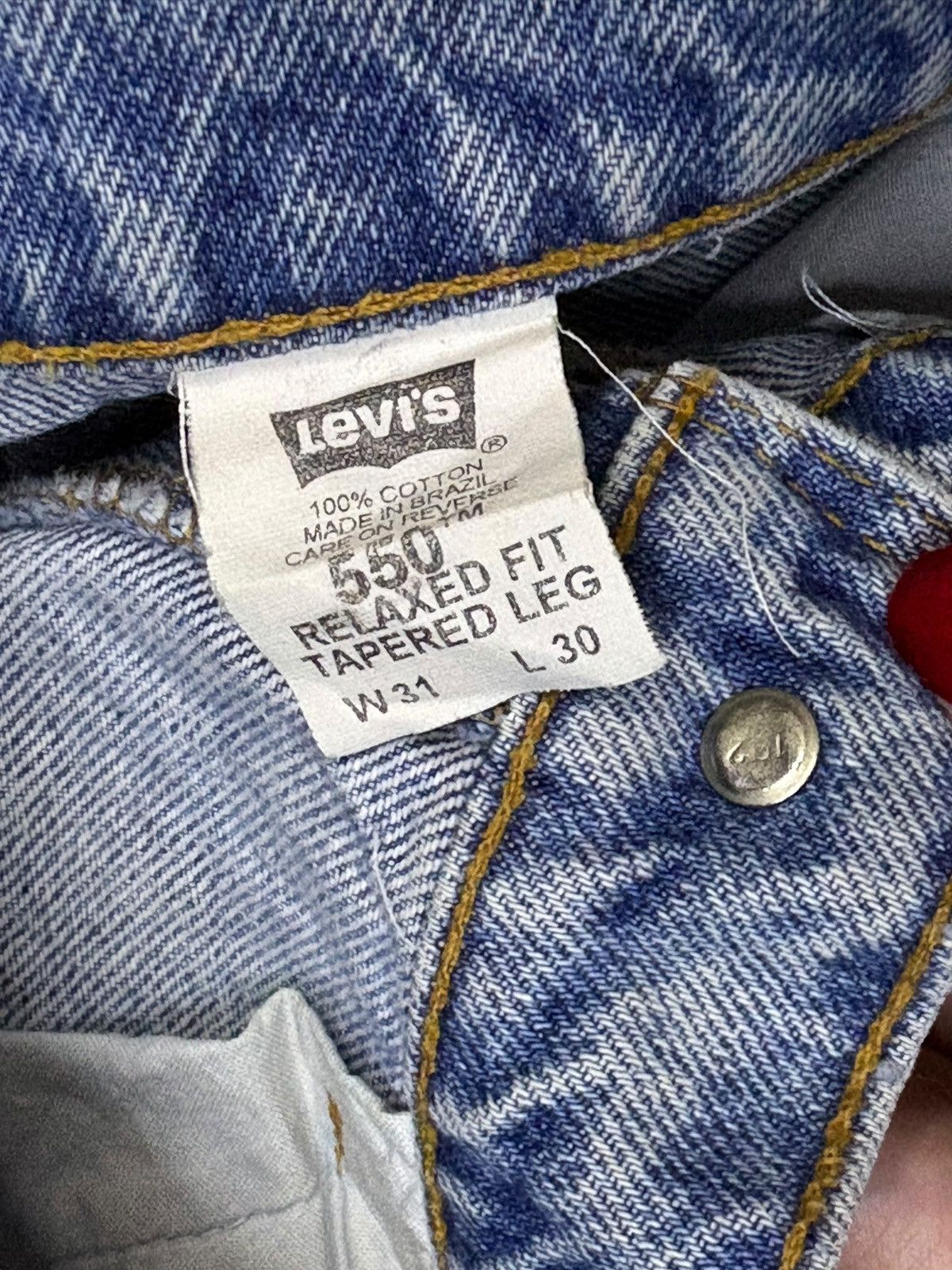 Levi's Vintage 90s Levis 550 Orange Tab Blue Wash Distressed Jeans Size US 30 / EU 46 - 10 Thumbnail