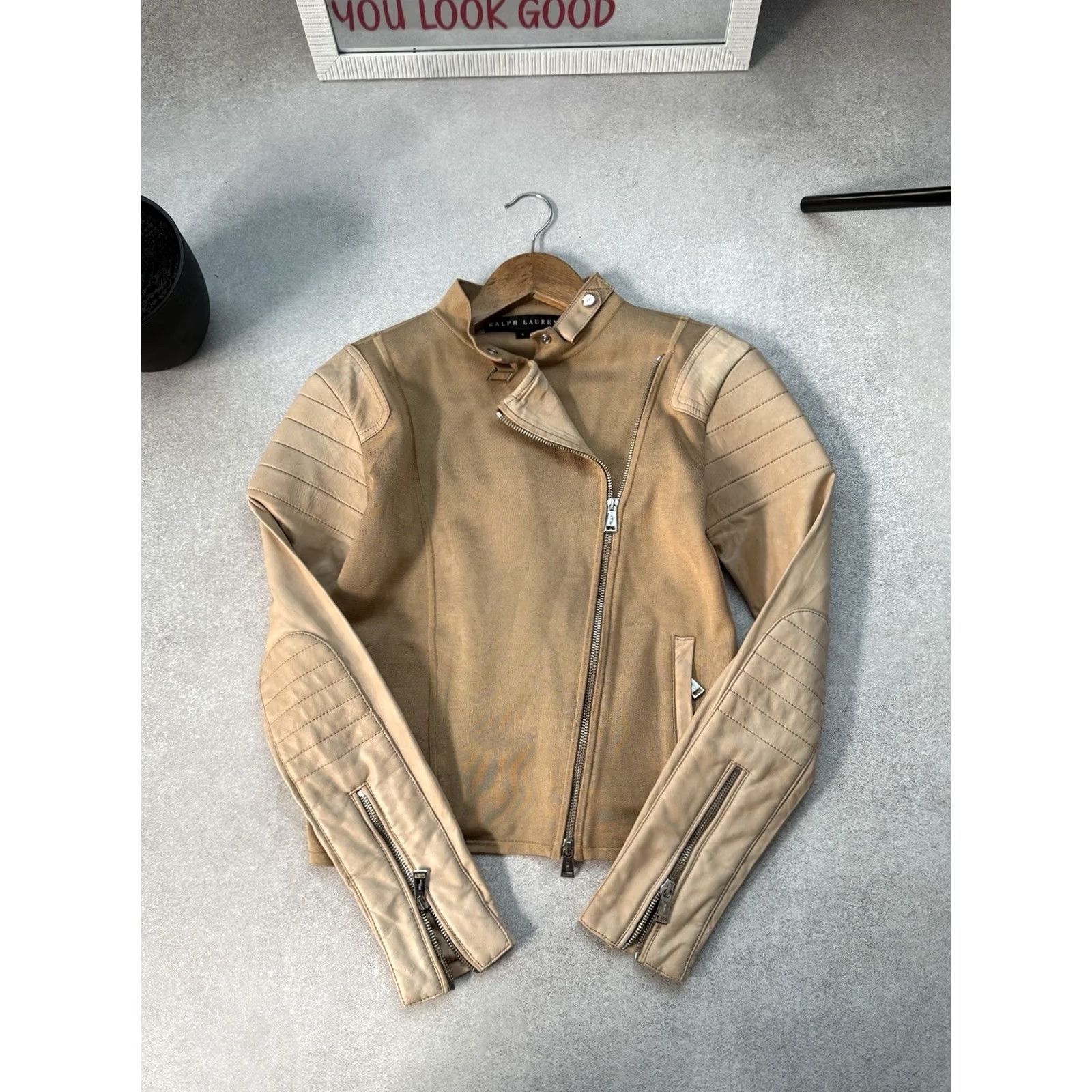 Ralph Lauren VINTAGE Ralph Lauren Leather Biker Jacket Womens Beige Size S Size S / US 4 / IT 40 - 7 Thumbnail