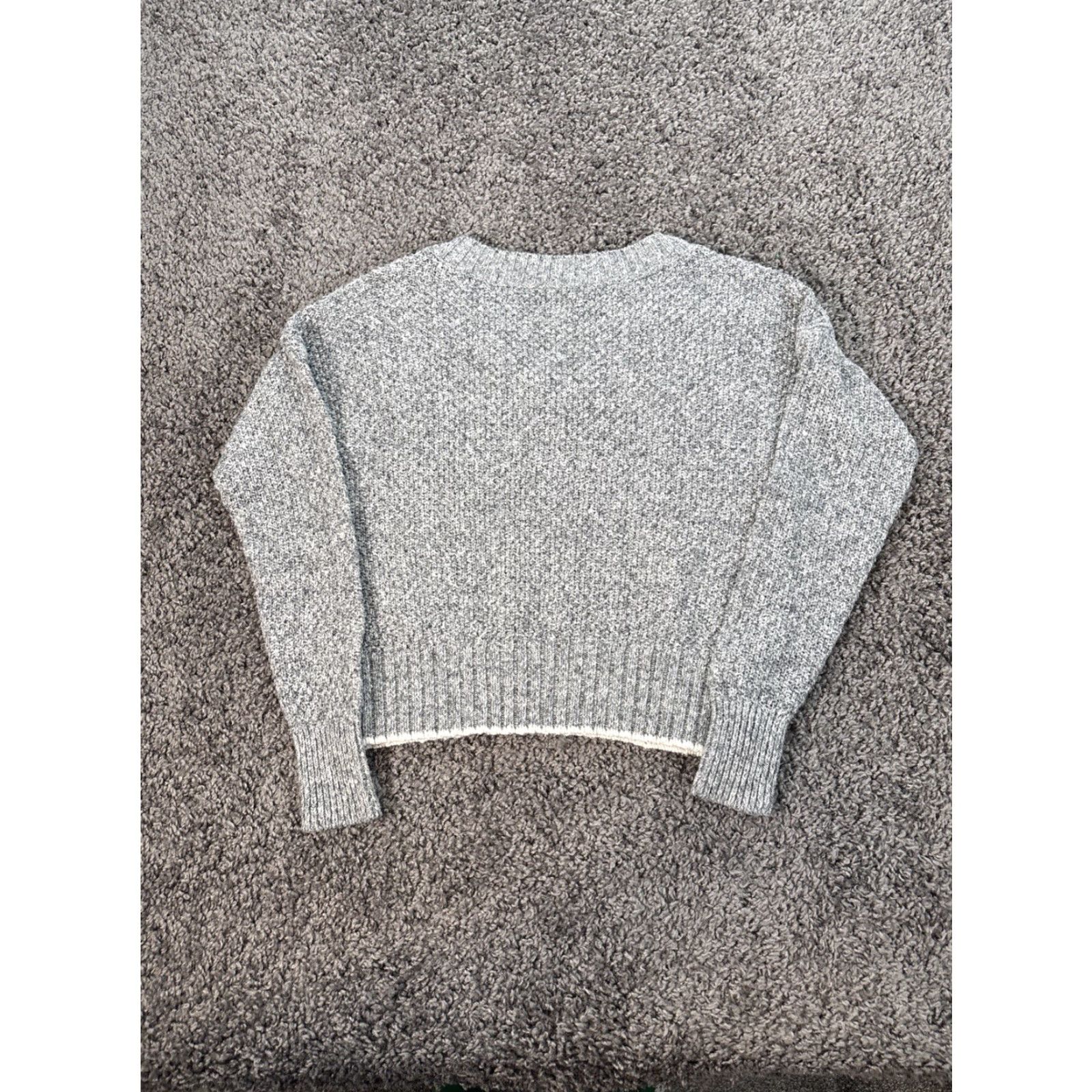 Abercrombie & Fitch VINTAGE Abercrombie & Fitch Sweater Womens Small Gray Chunky-Knit V-Neck Pullover (Cotton) S Size S / US 4 / IT 40 - 5 Thumbnail