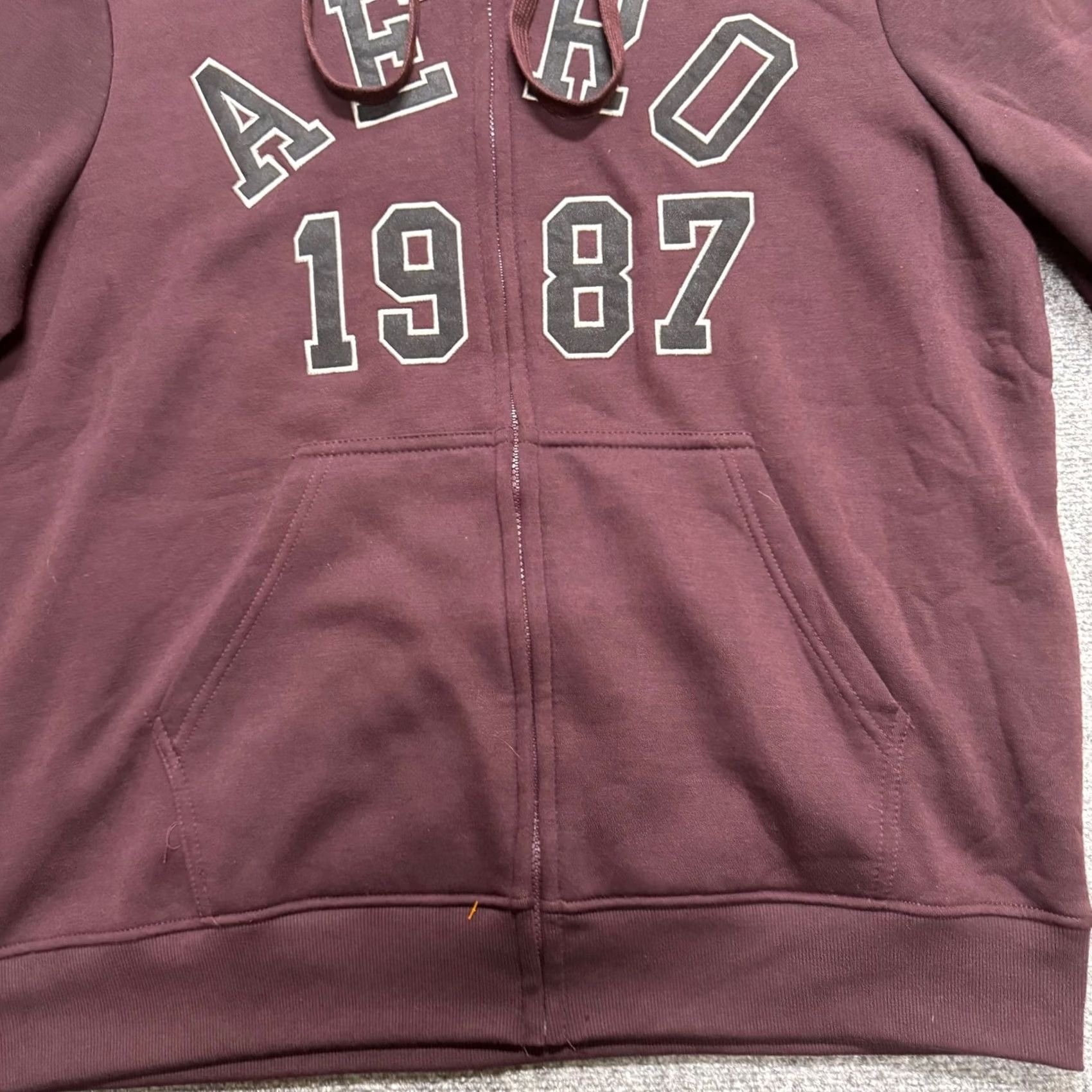 Aeropostale Y2K Aeropostale Full-zip Jacket Men 2XL Maroon Black Hooded Embroidered Cotton Blend Distressed Size US XXL / EU 58 / 5 - 7 Thumbnail