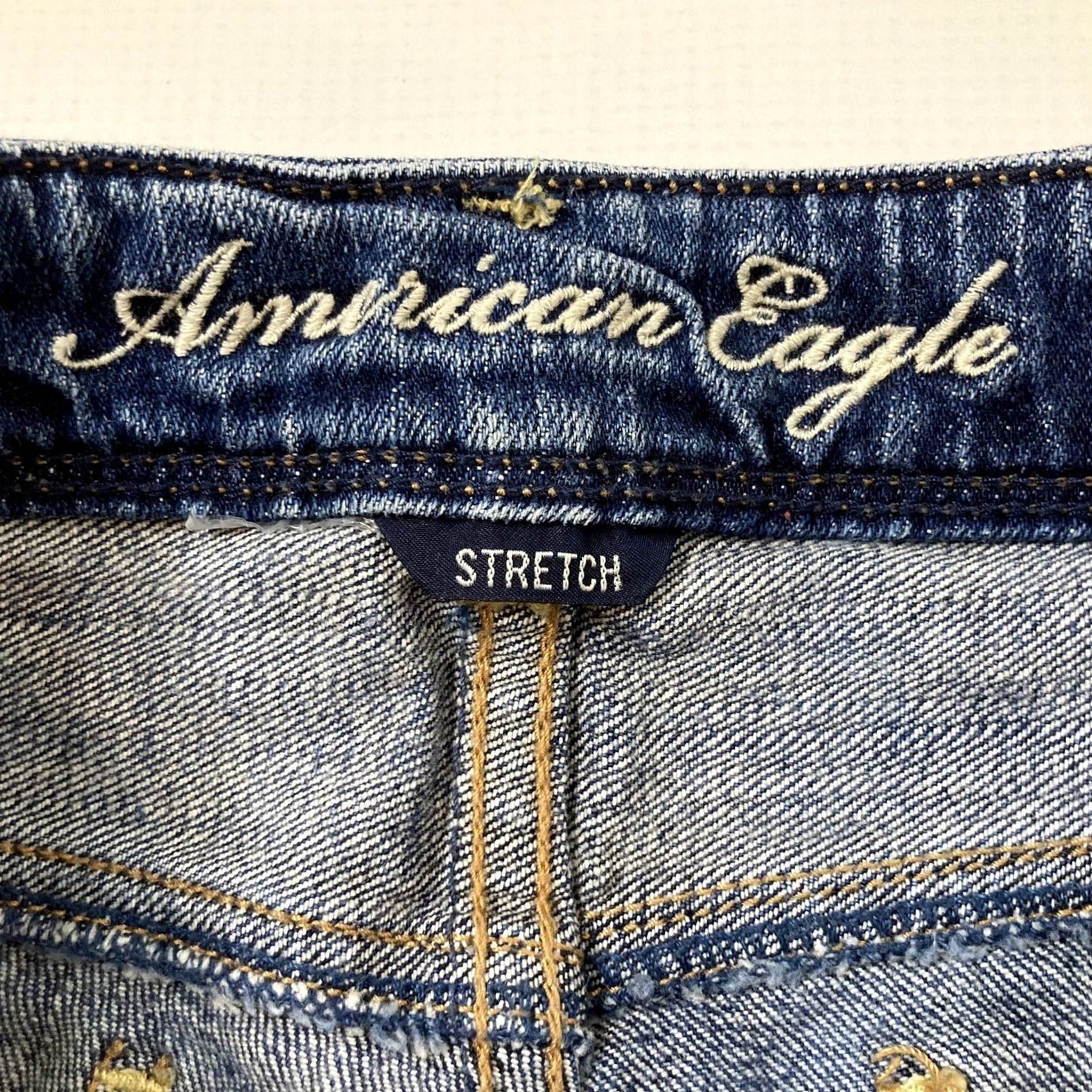 American Eagle Outfitters AEO American Eagle Slouchy Skinny Jeans 2 Blue Distressed Rip Stretch Denim Jeans Women XS- Regular Slim 30in Inseam Belt Loops Distressed Size 26" / US 2 / IT 38 - 5 Thumbnail