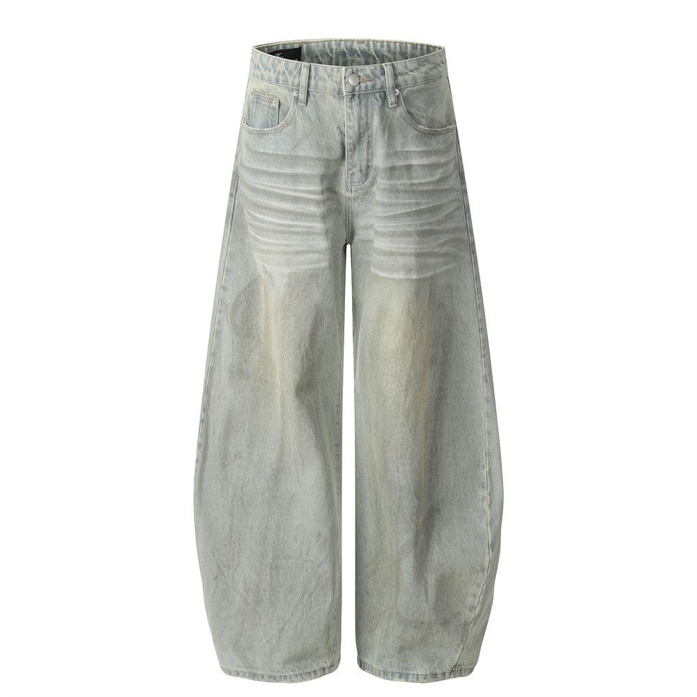 Japanese Brand × Jean Street trend hip-hop washed loose distressed scimitar jeans Size US 32 / EU 48 - 1 Thumbnail