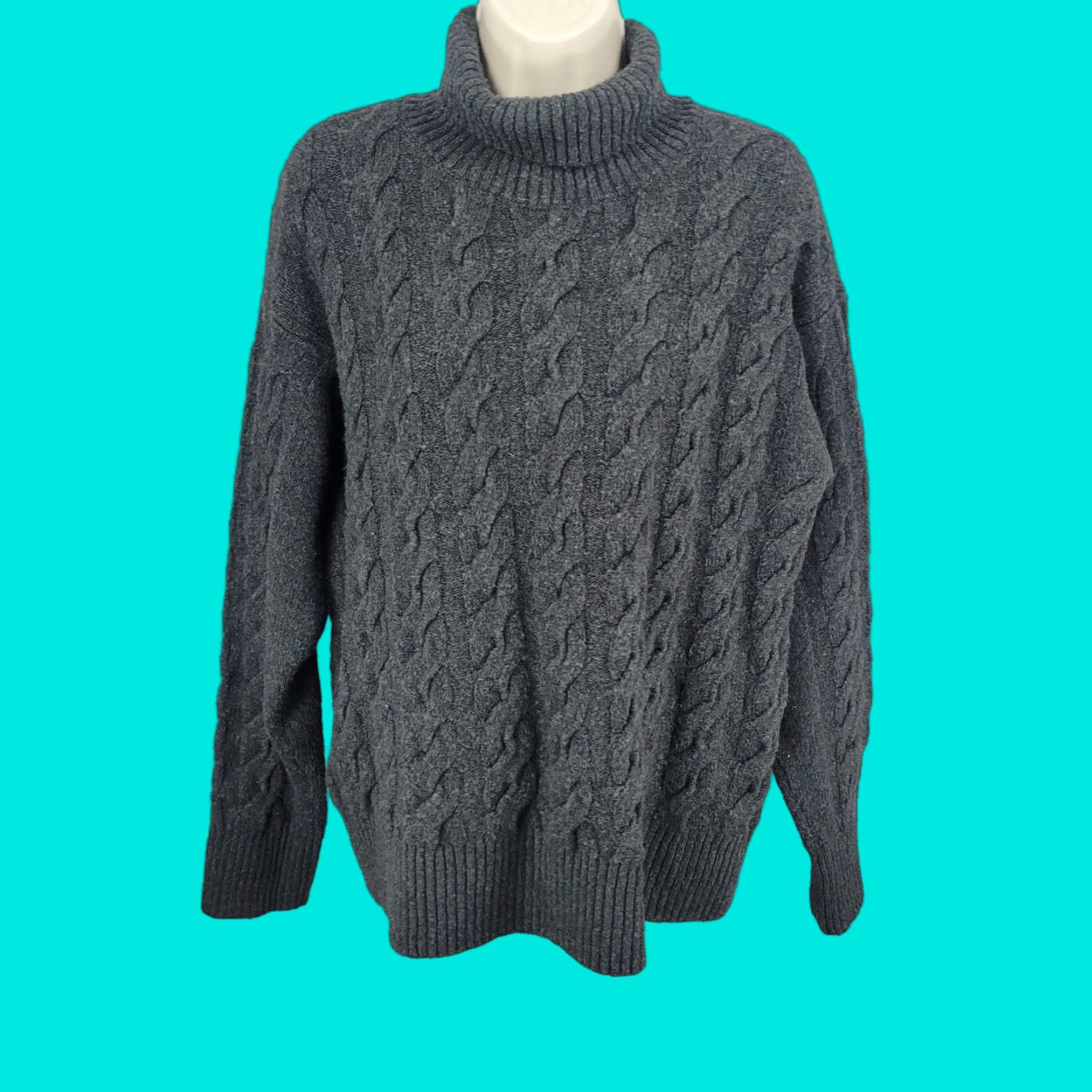 Nordstrom Nordstrom Women's Sweater - Wool Blend Turtleneck Pullover - Gray - Size M - Long Sleeve - Classic Casual Workwear - Hand Wash Only Size M / US 6-8 / IT 42-44 - 1 Thumbnail