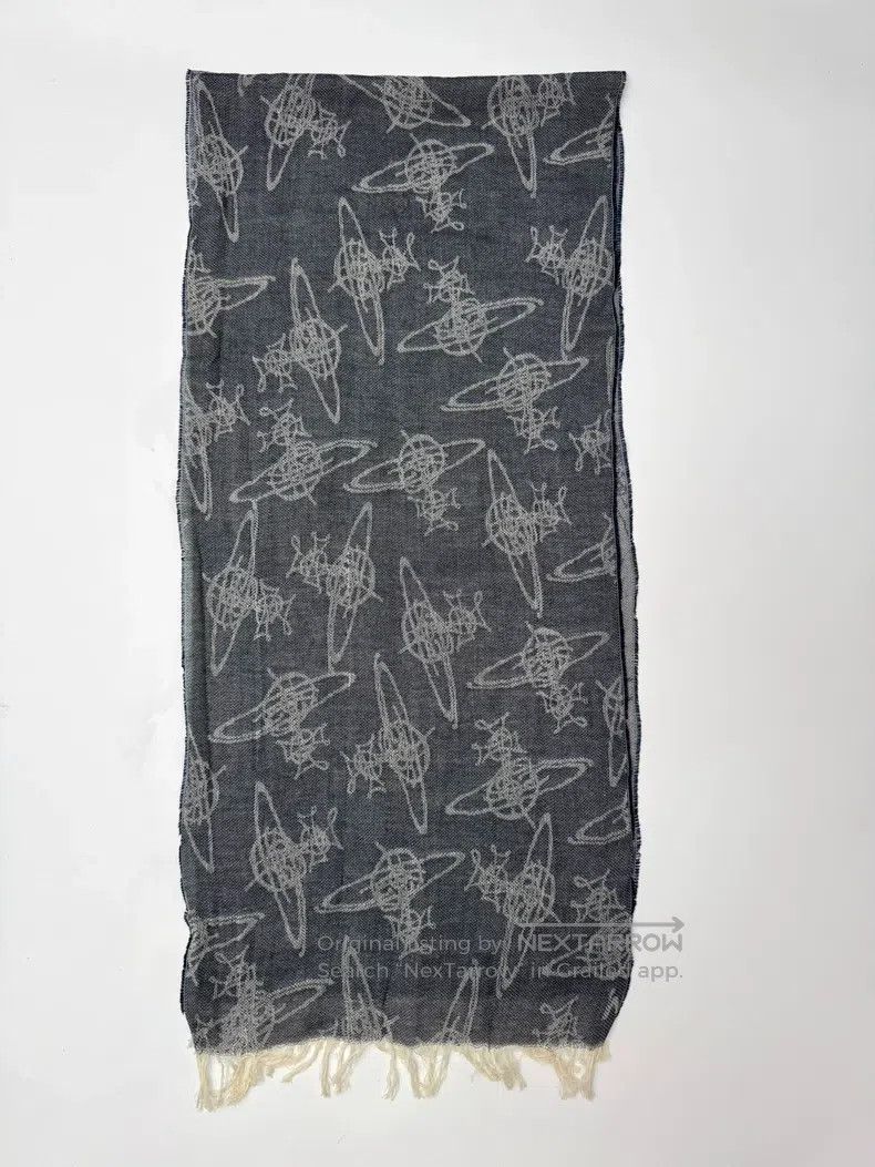 Vivienne Westwood Vivienne Westwood size 37*160cm Grey Saturn Floral Knit Sca Size ONE SIZE - 2 Thumbnail