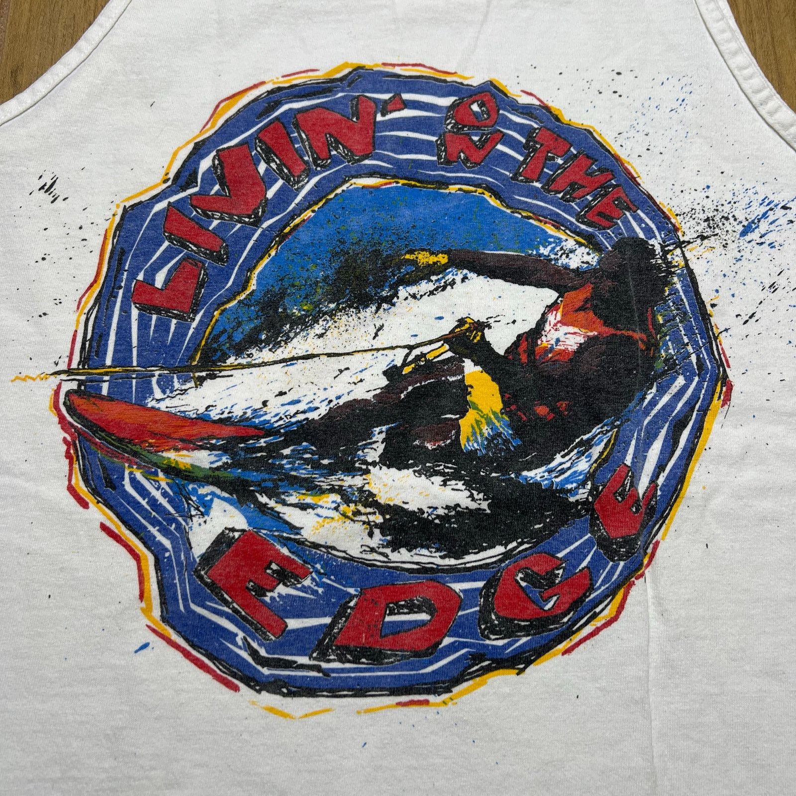 Vintage Vintage 90s Living on the edge SURF TANK TOP WAVE Men Sz M Size US M / EU 48-50 / 2 - 2 Thumbnail