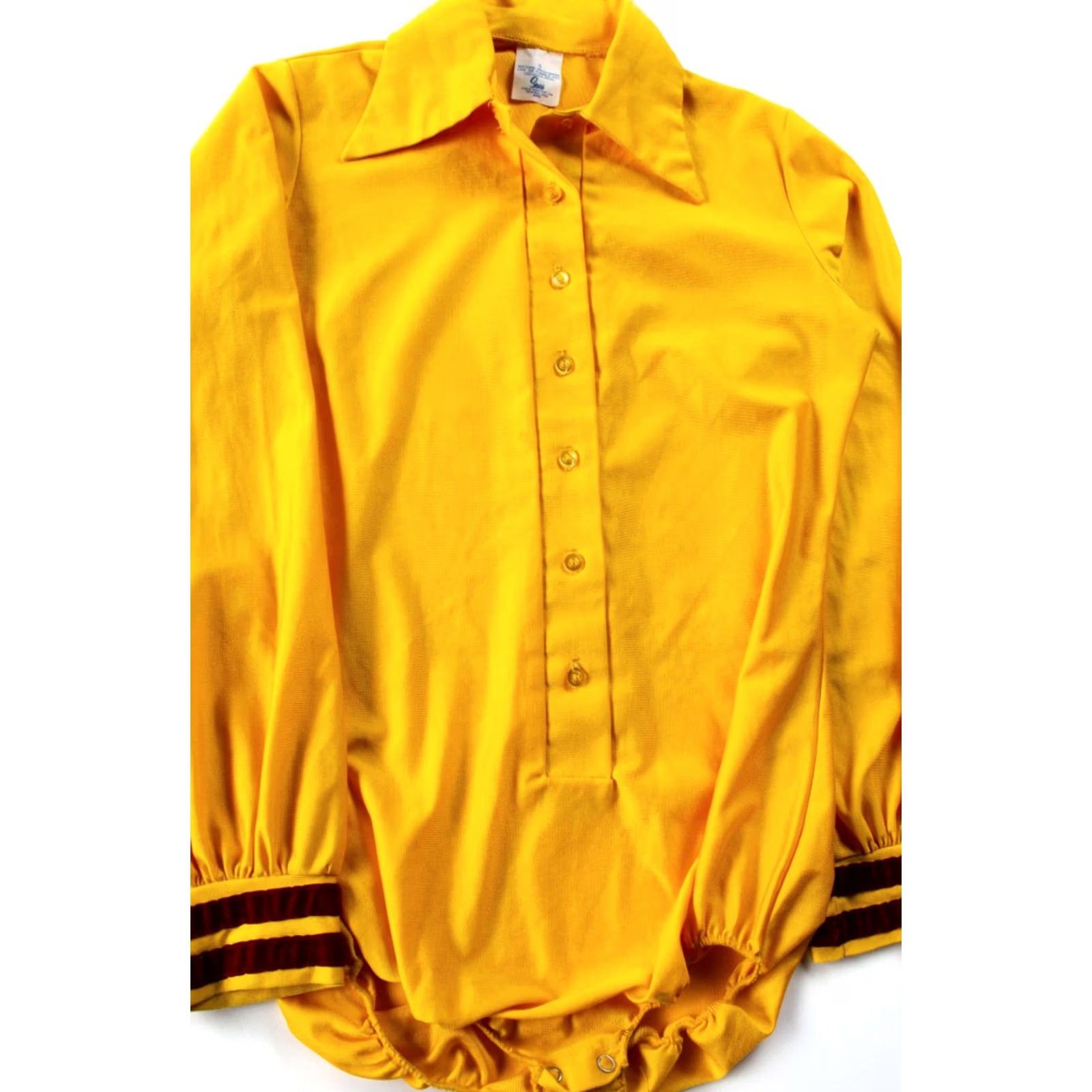 Sears Vintage Sears Yellow Button Up Bodysuit Small Long Sleeve Retro Top Size S / US 4 / IT 40 - 2 Thumbnail