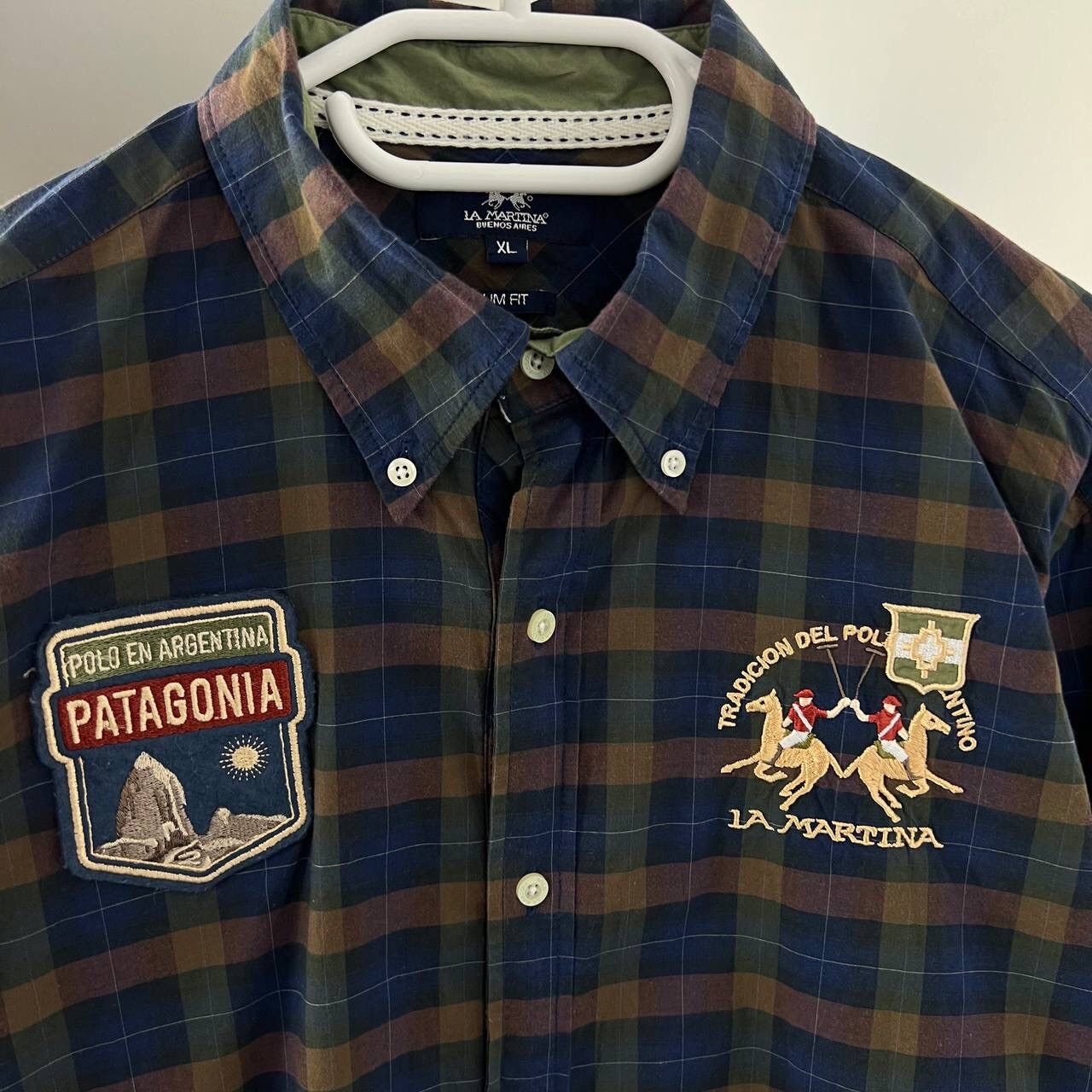 La Martina Patagonia La Martina Checkered Shirt Button Up Vintage Y2k Size US XL / EU 56 / 4 - 3 Thumbnail