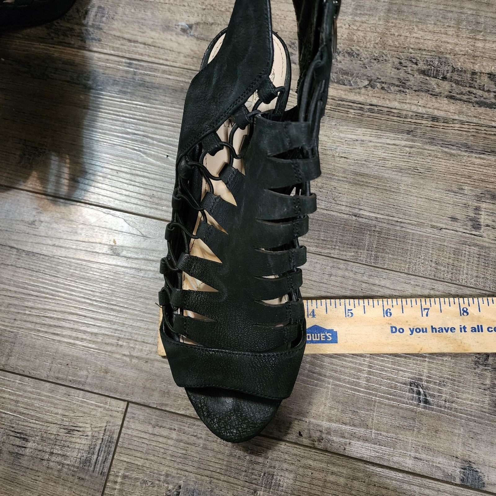 Vince Camuto Preowned Vince Camuto strappy Stretchy black heels Sz W 9 Size US 9 / IT 39 - 8 Thumbnail