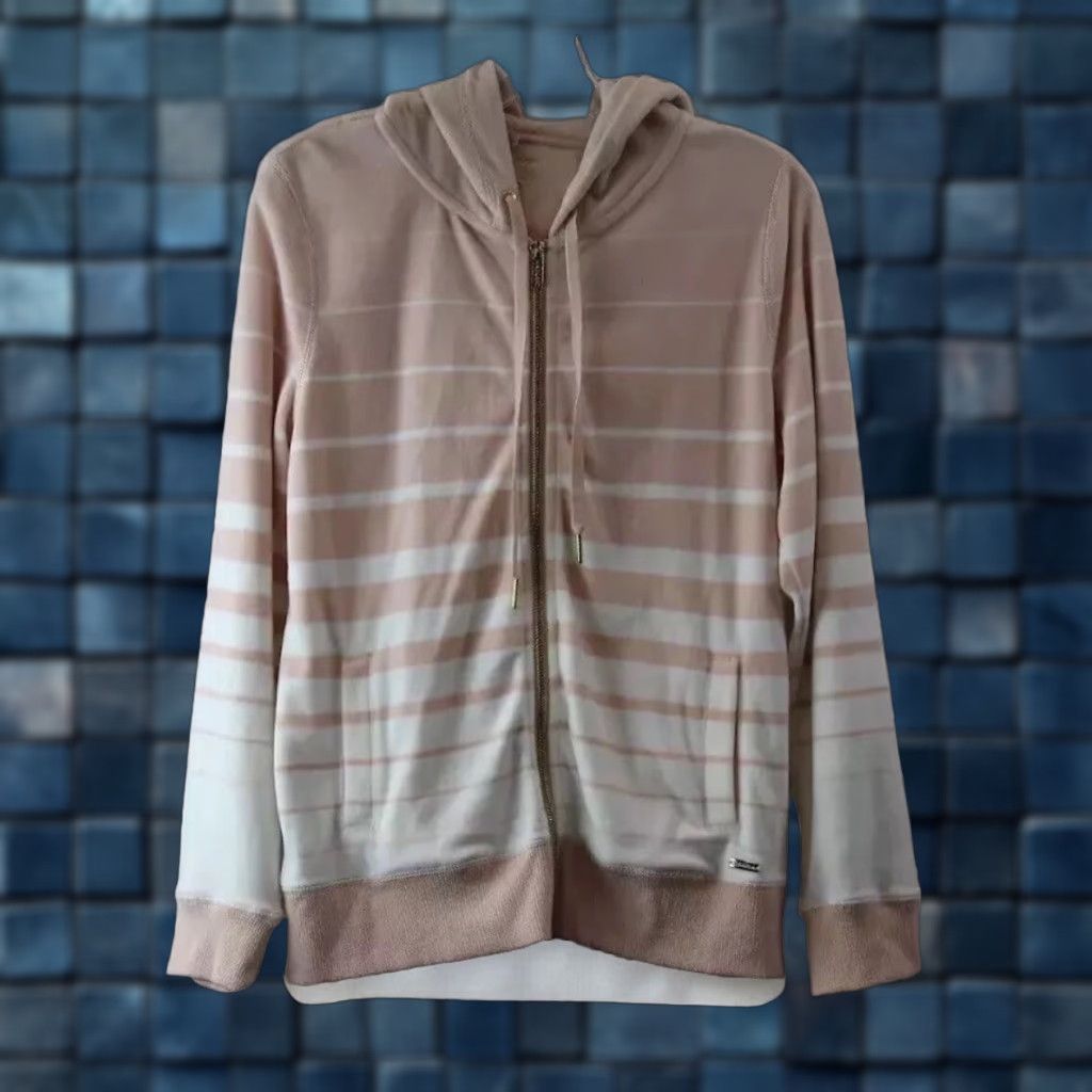 Calvin Klein Calvin Klein Hoodie Women Pink White Striped Full Zip M Med Colorful Activewear Jacket Womens Size M / US 6-8 / IT 42-44 - 1 Thumbnail