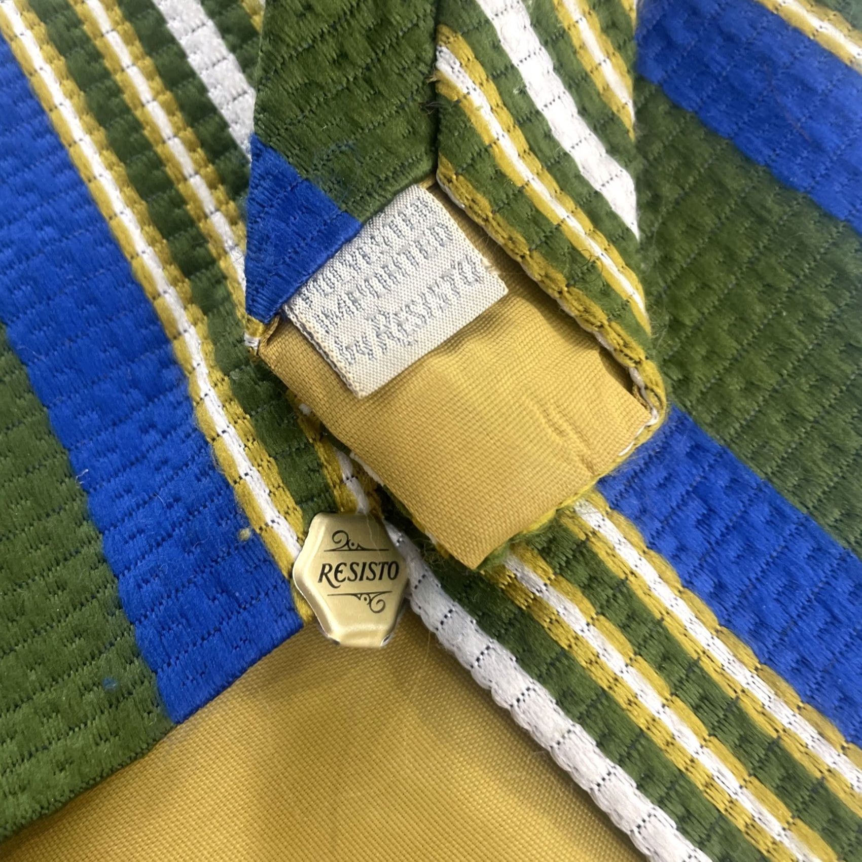 Vintage VINTAGE Resisto 70s Extra Wide Necktie 5" Kipper Repp Stripe Green Blue 58" Woven Tie Capsule UltraWide Necktie Men Designer Vintage 1970s Size ONE SIZE - 6 Thumbnail