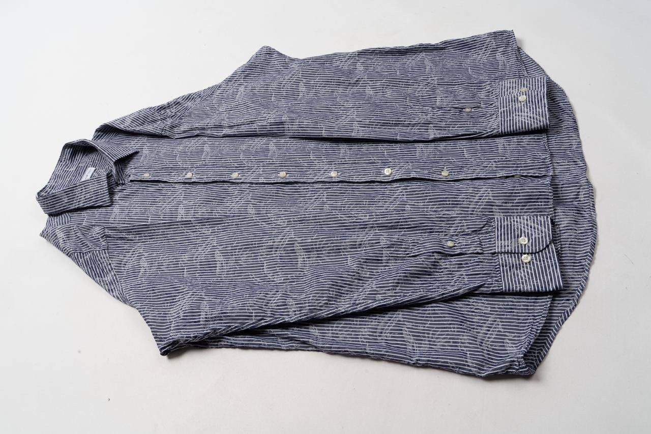 Etro 🔵ETRO Striped Blue Flower Print Bottom Up Shirt Made Italy Size US L / EU 52-54 / 3 - 10 Thumbnail