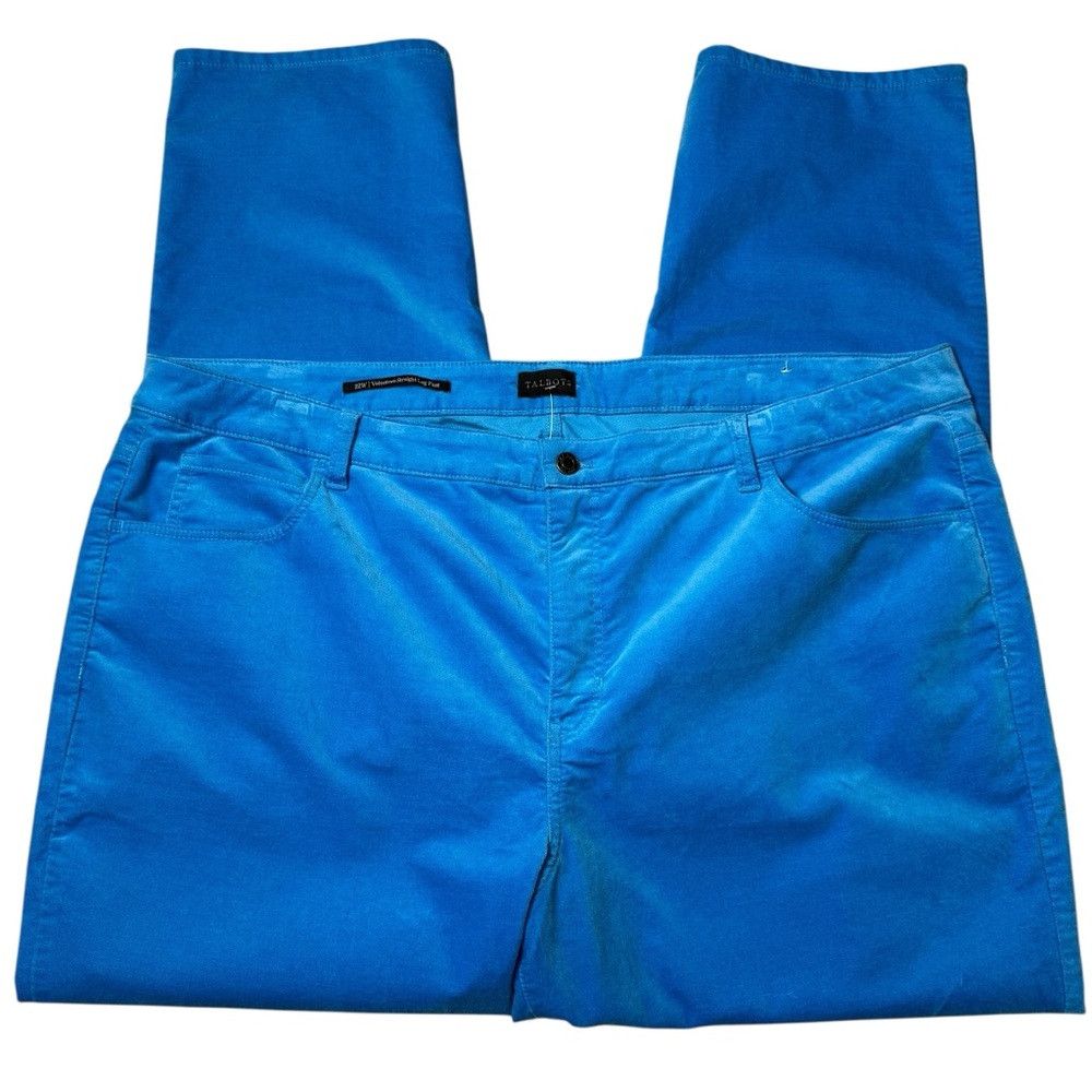 Talbots New Talbots Velveteen Straight Leg Blue Pants Size 22W Size 42" / US 20 - 3 Thumbnail