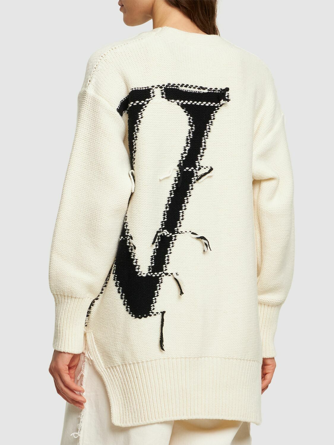 Off-White o1y1225 Cardigan in Ivory/Black Size XS / US 0-2 / IT 36-38 - 3 Thumbnail