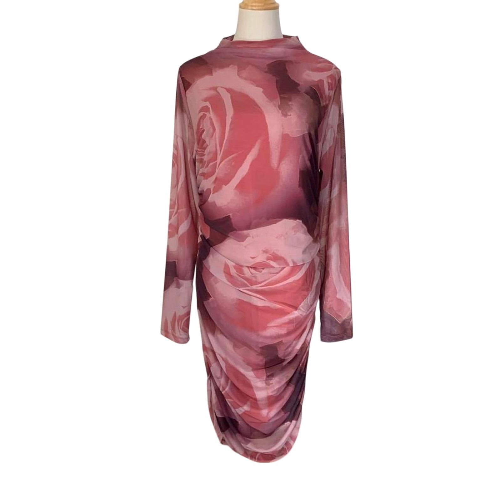 Anthropologie NWT Anthropologie Long Sleeved Ruched Cowl Neck Mini Dress Size XL / US 12-14 / IT 48-50 - 2 Thumbnail