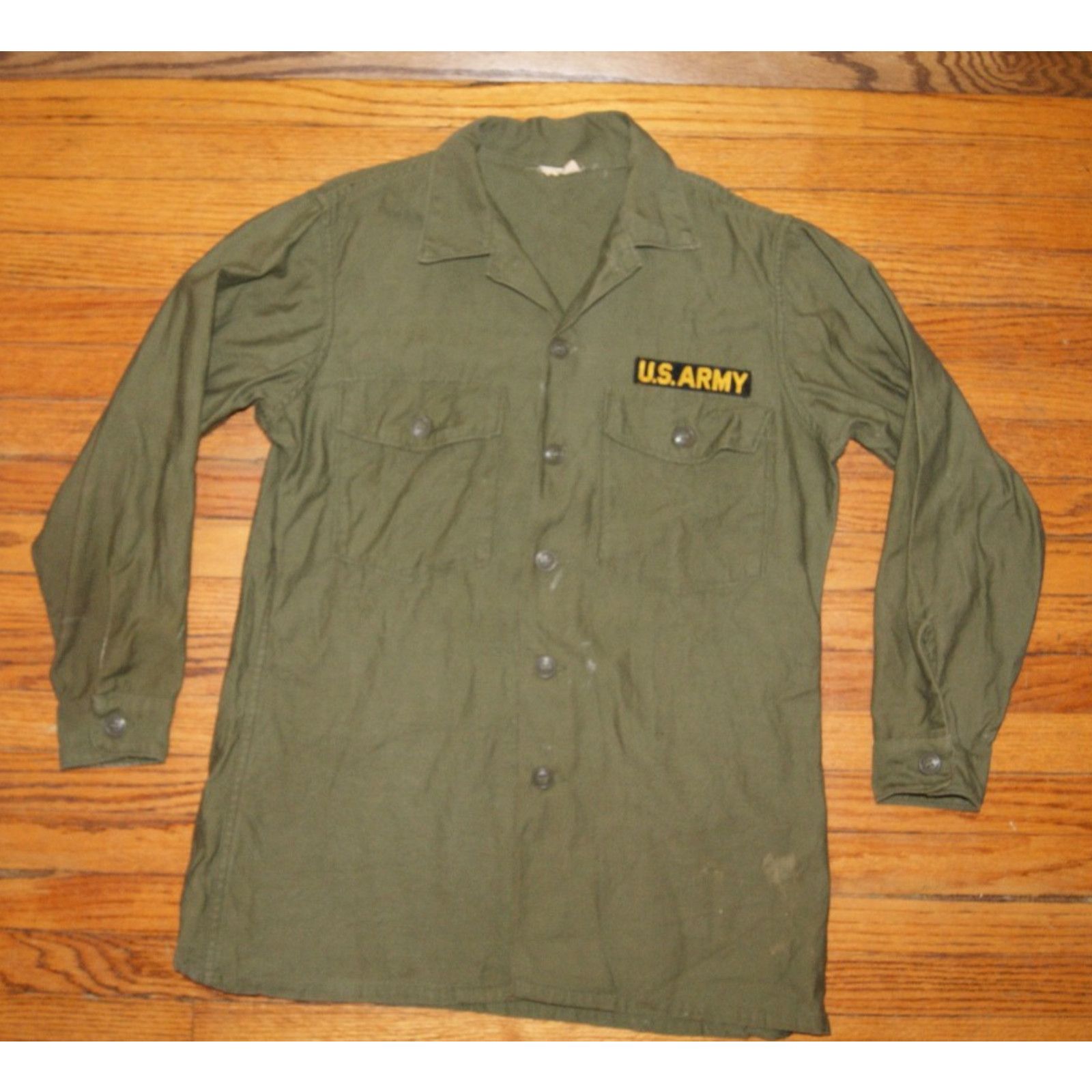 Vintage VTG US Army Olive Green Long Sleeve L Shirt DSA-100-609, OG Size US L / EU 52-54 / 3 - 1 Thumbnail