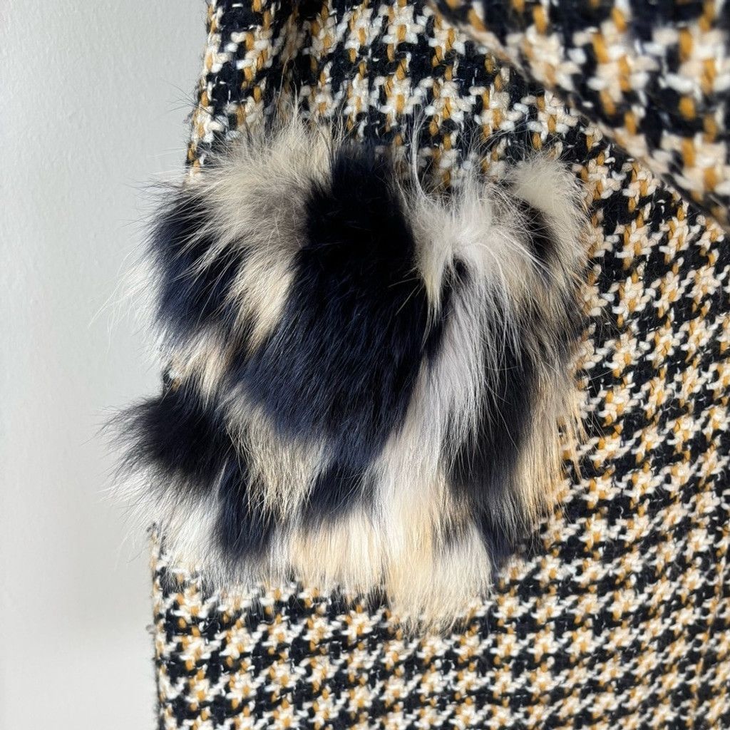 Ermanno Scervino Ermanno Scervino Tweed Houndstooth Coat with Fur Pockets Size S / US 4 / IT 40 - 5 Thumbnail