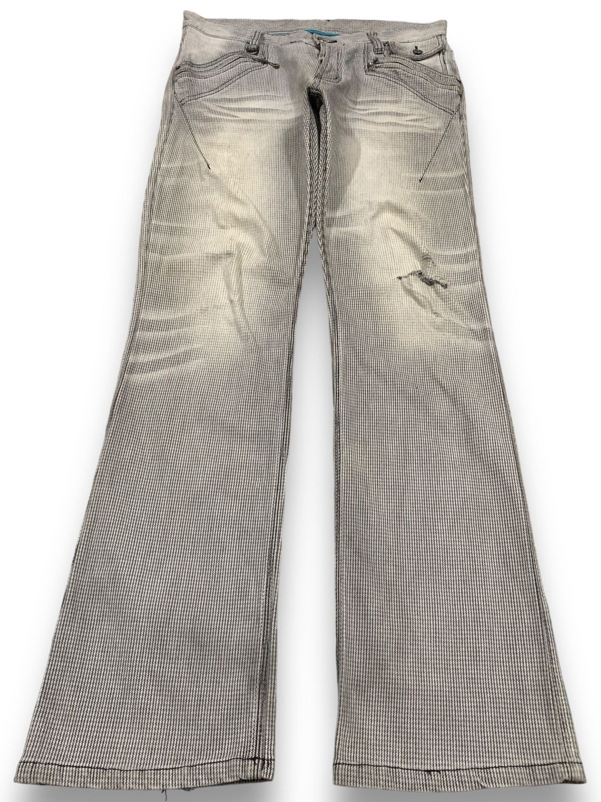 If Six Was Nine Japanese Brand Houndstooth Clawmark Faded Bootcut Punk Jeans Size US 34 / EU 50 - 1 Thumbnail