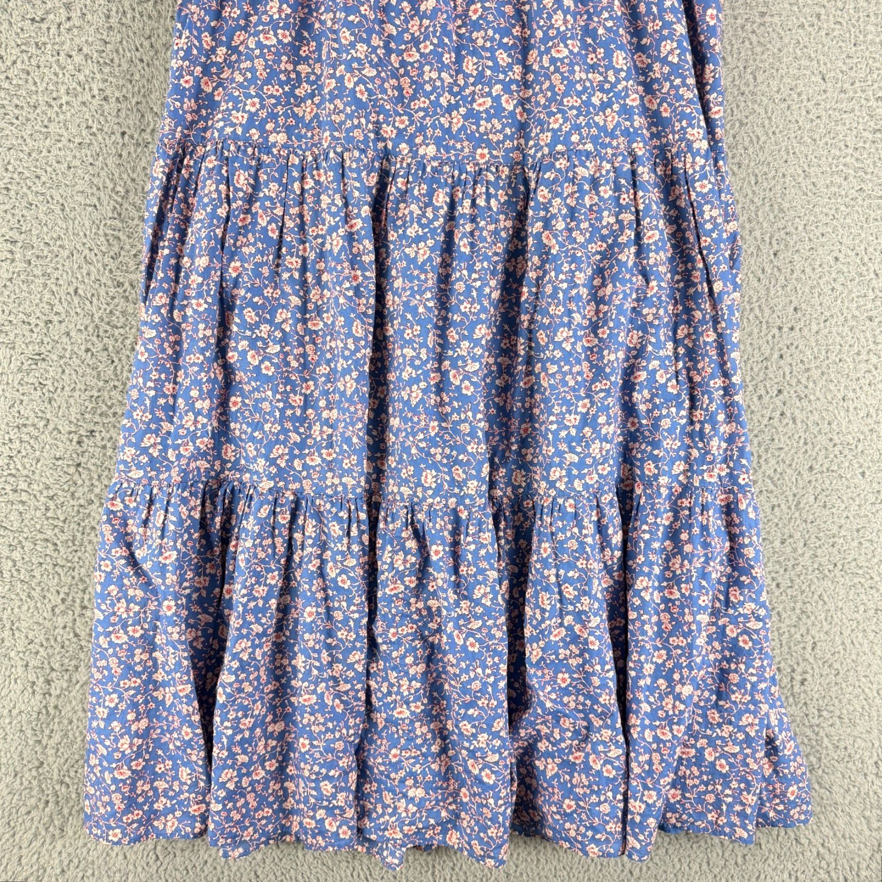 Madewell Madewell Tie Strap Tiered Midi Dress Womens Large Blue Floral Smocked Lined Size L / US 10 / IT 46 - 3 Thumbnail