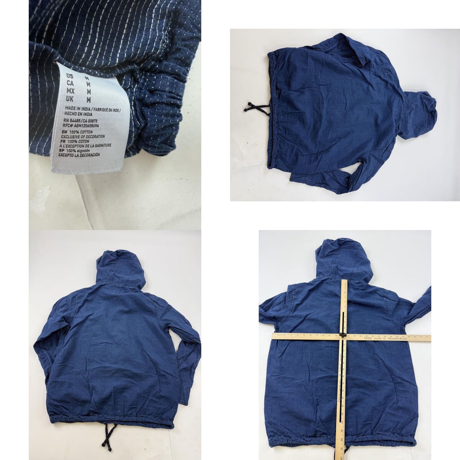 American Eagle Outfitters American Eagle Outfitters Jacket Mens M Blue Hooded Anorak Pullover Striped Lightweight Casual Spring Size US M / EU 48-50 / 2 - 8 Thumbnail