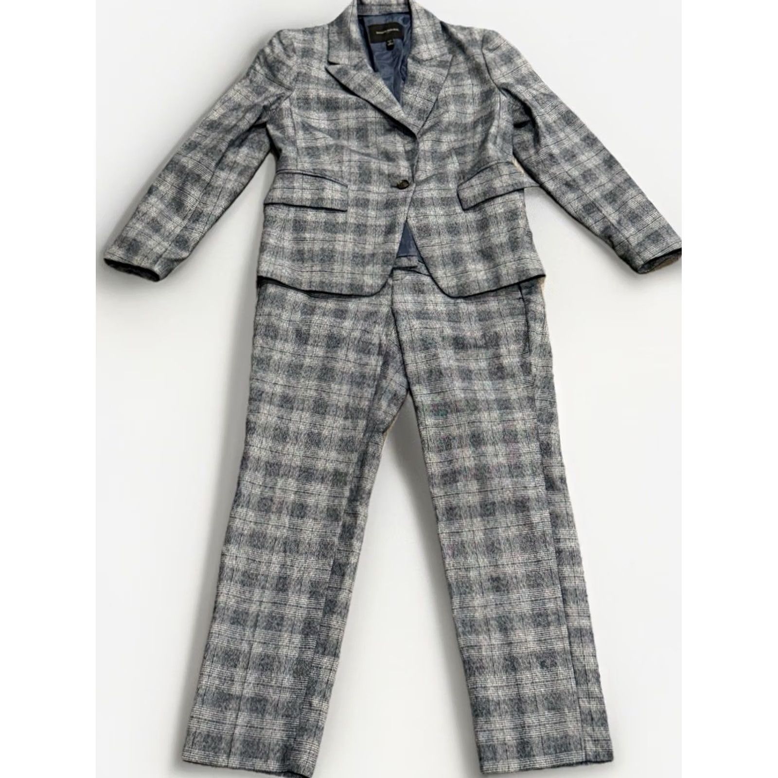 Banana Republic Banana Republic Gray Plaid Suit Jacket Pants Set 6P Petite Women 31 in Waist 28 in Inseam 2 Piece Size 28" / US 6 / IT 42 - 2 Thumbnail