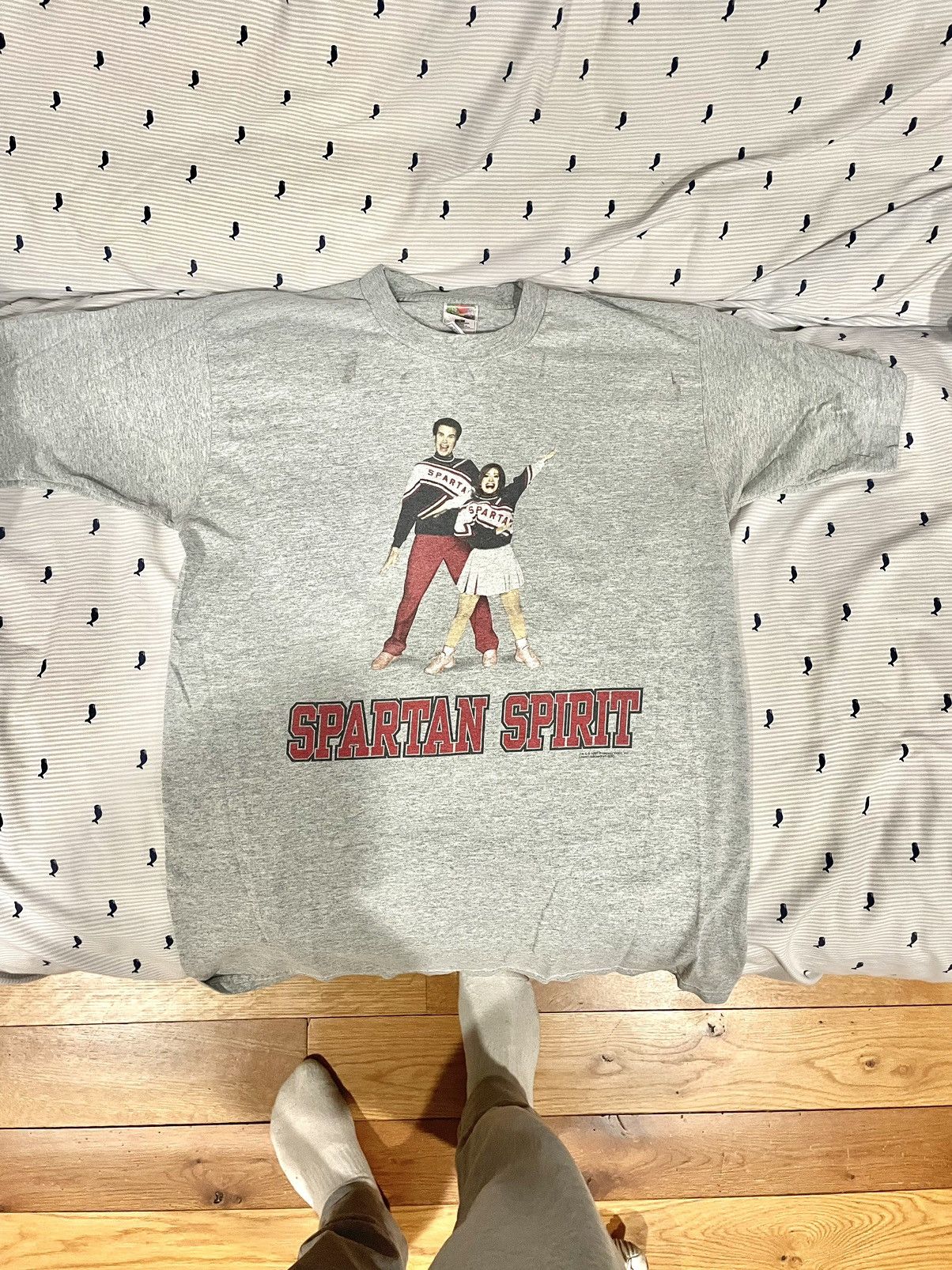 image of Vintage 1997 Snl Will Ferrel Spartan Spirit Tee in Grey, Men's (Size Large)