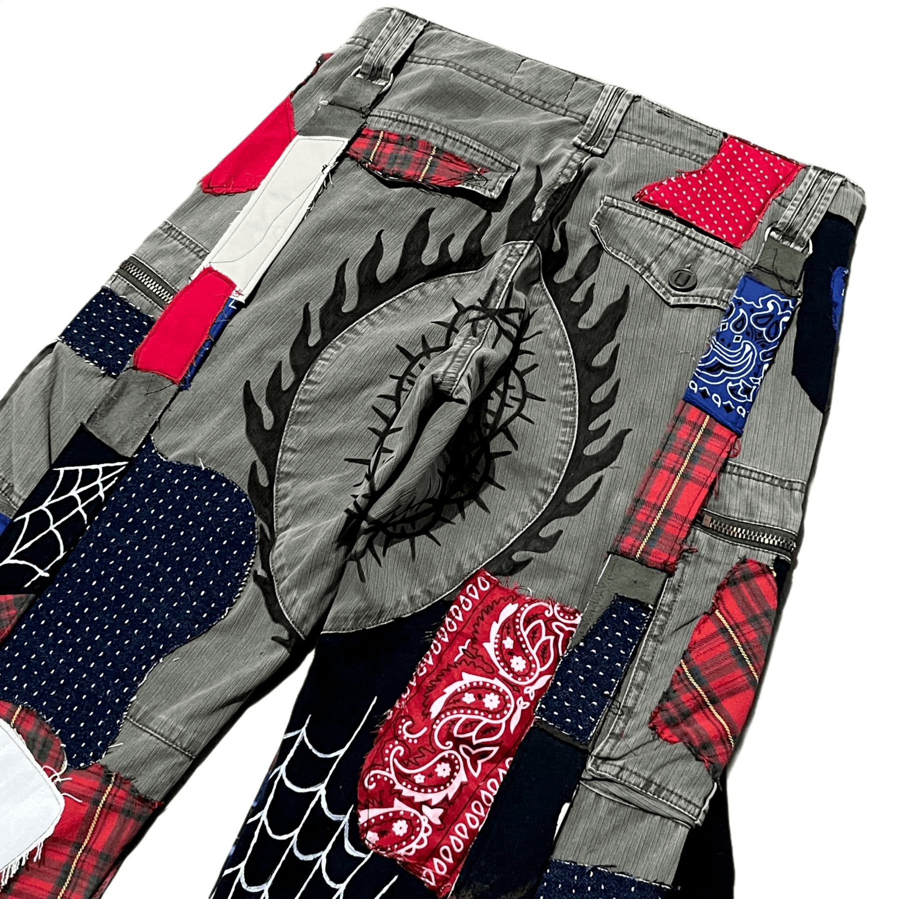 Handmade Custom Patchwork Bondage Spiderman Cargo Pants Size US 32 / EU 48 - 5 Thumbnail