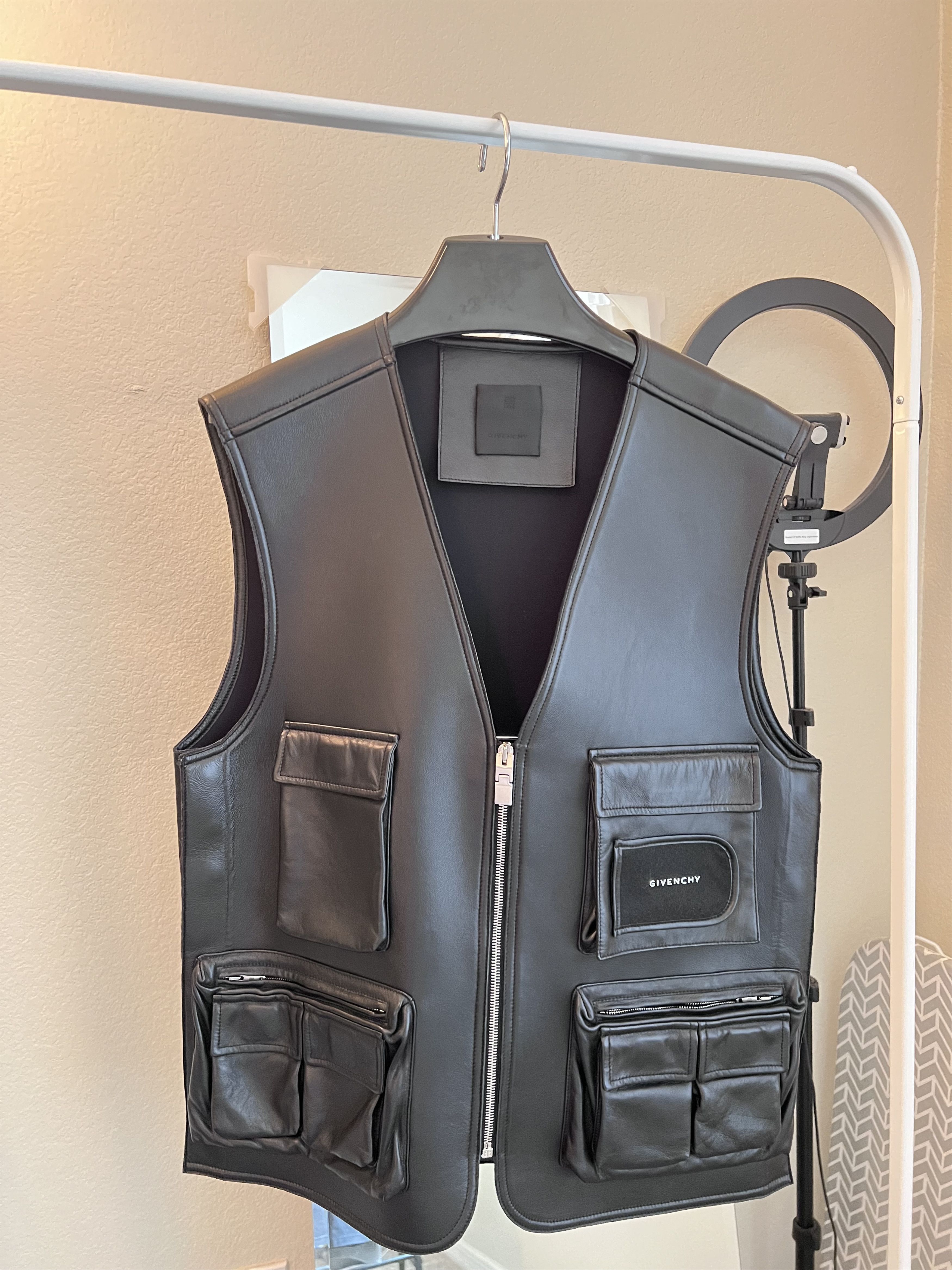 image of Givenchy Leather Cargo Vest in Black, Men's (Size Small)