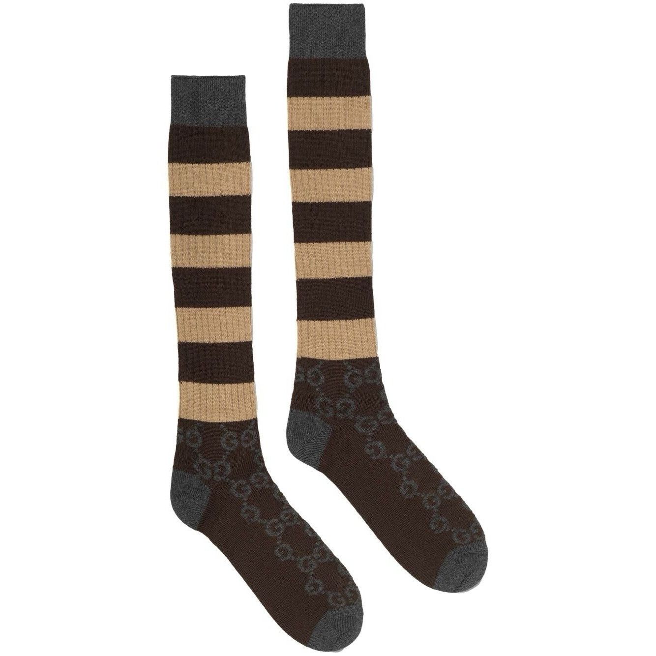 Gucci NEW GUCCI SOCKS BROWN STRIPED GG SIZE M 100% Authentic Size ONE SIZE - 1 Thumbnail